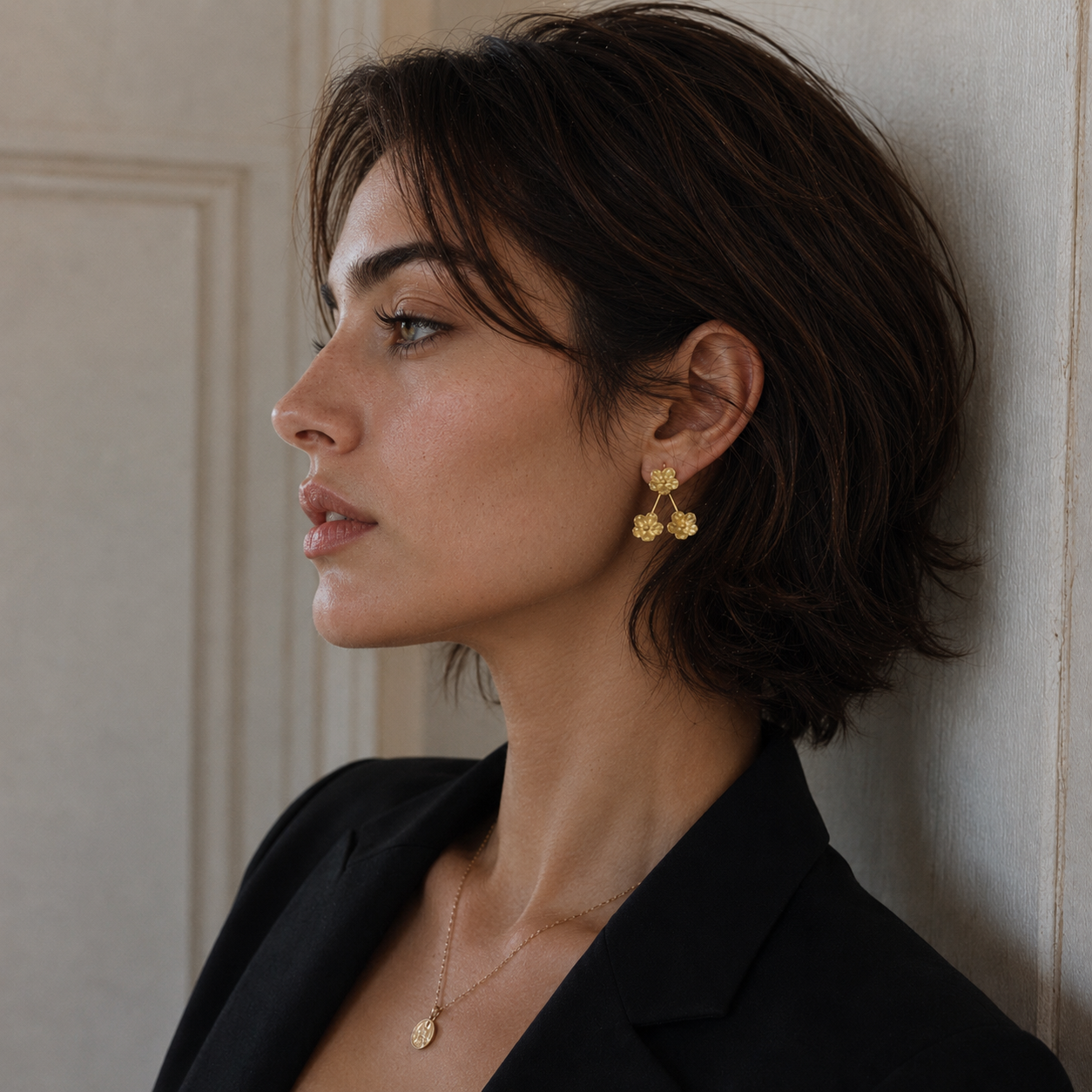 Tri-Flower Flash Gold Plated Stud Earring