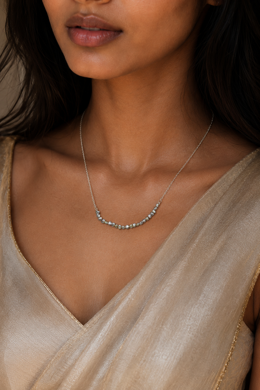 Small Freshwater Pearl Silver Plated Chain Necklace