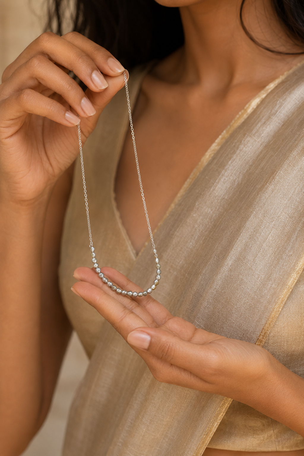 Small Freshwater Pearl Silver Plated Chain Necklace