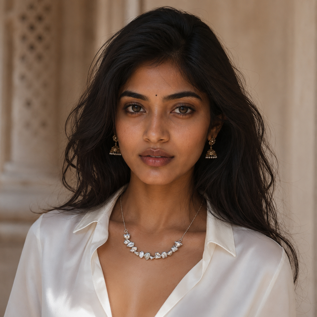 Natural Baroque Pearl Silver Plated Chain Necklace