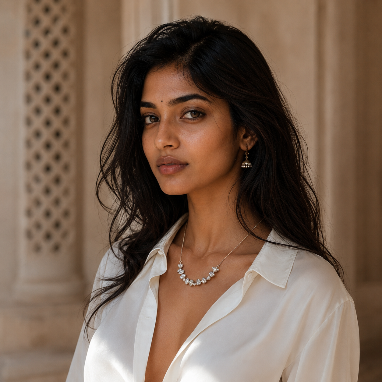 Natural Baroque Pearl Silver Plated Chain Necklace