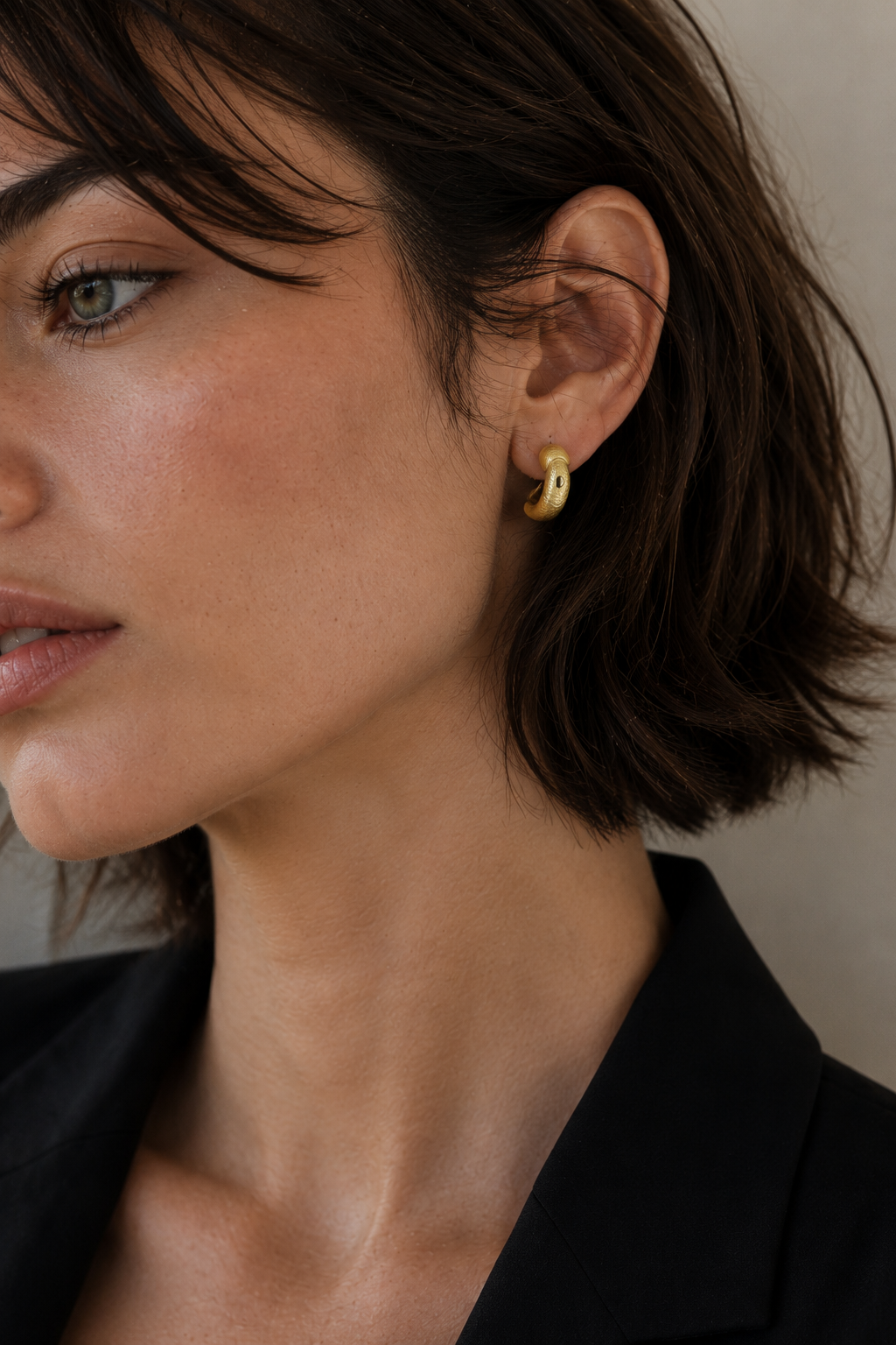 Alien Ship Hoop Flash Gold Plated Stud Earring
