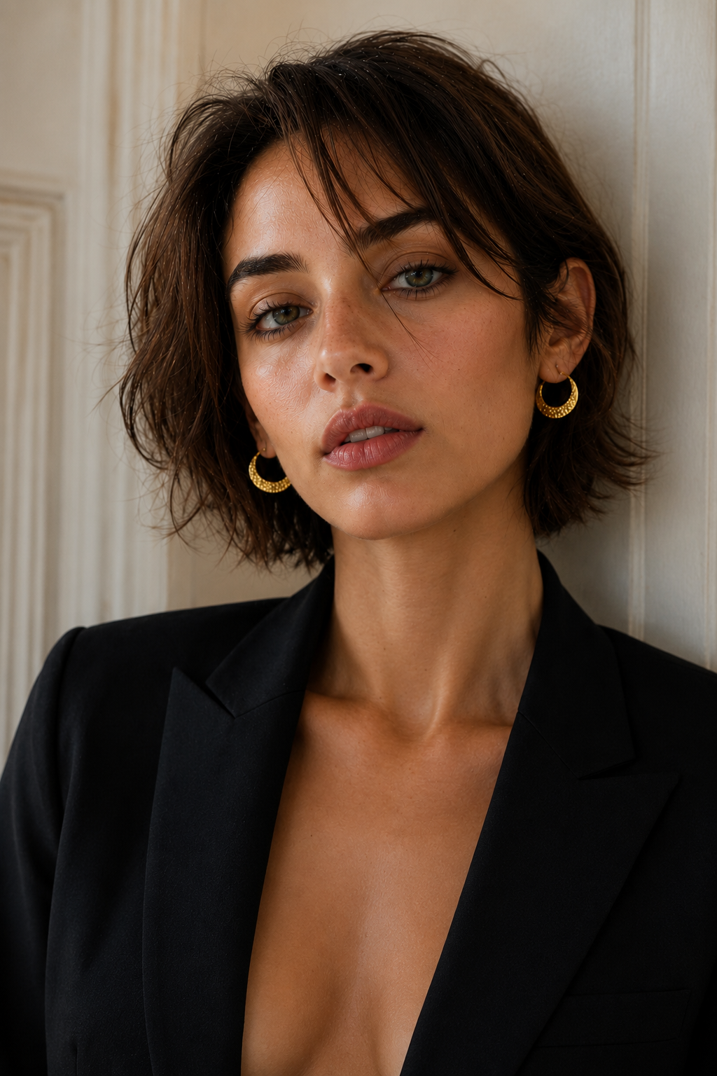 Textured Crescent Moon Flash Gold Plated Stud Earring