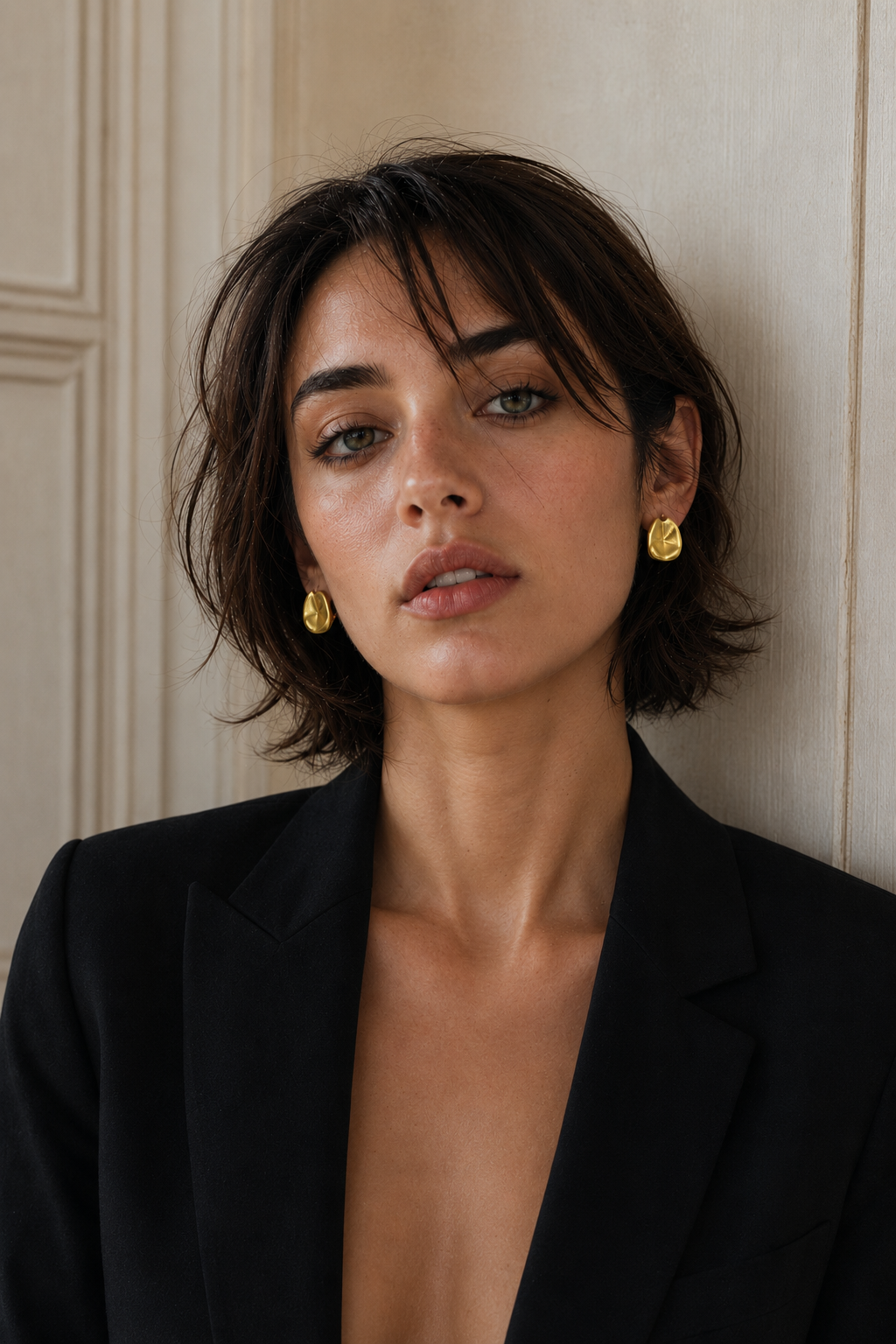 Small Lotus Leaf Flash Gold Plated Stud Earring