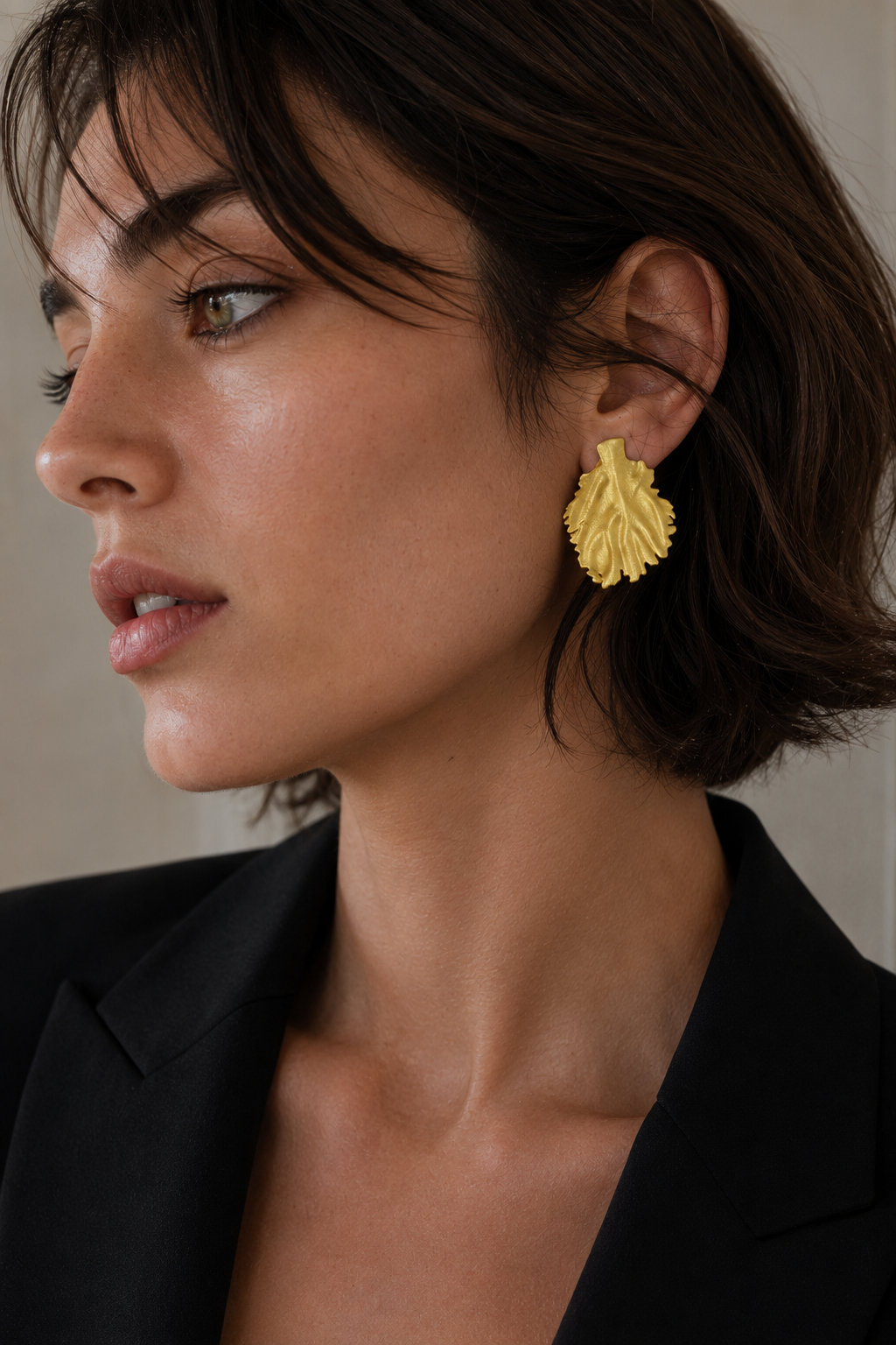 Golden Leaf Flash Gold Plated Stud Earring