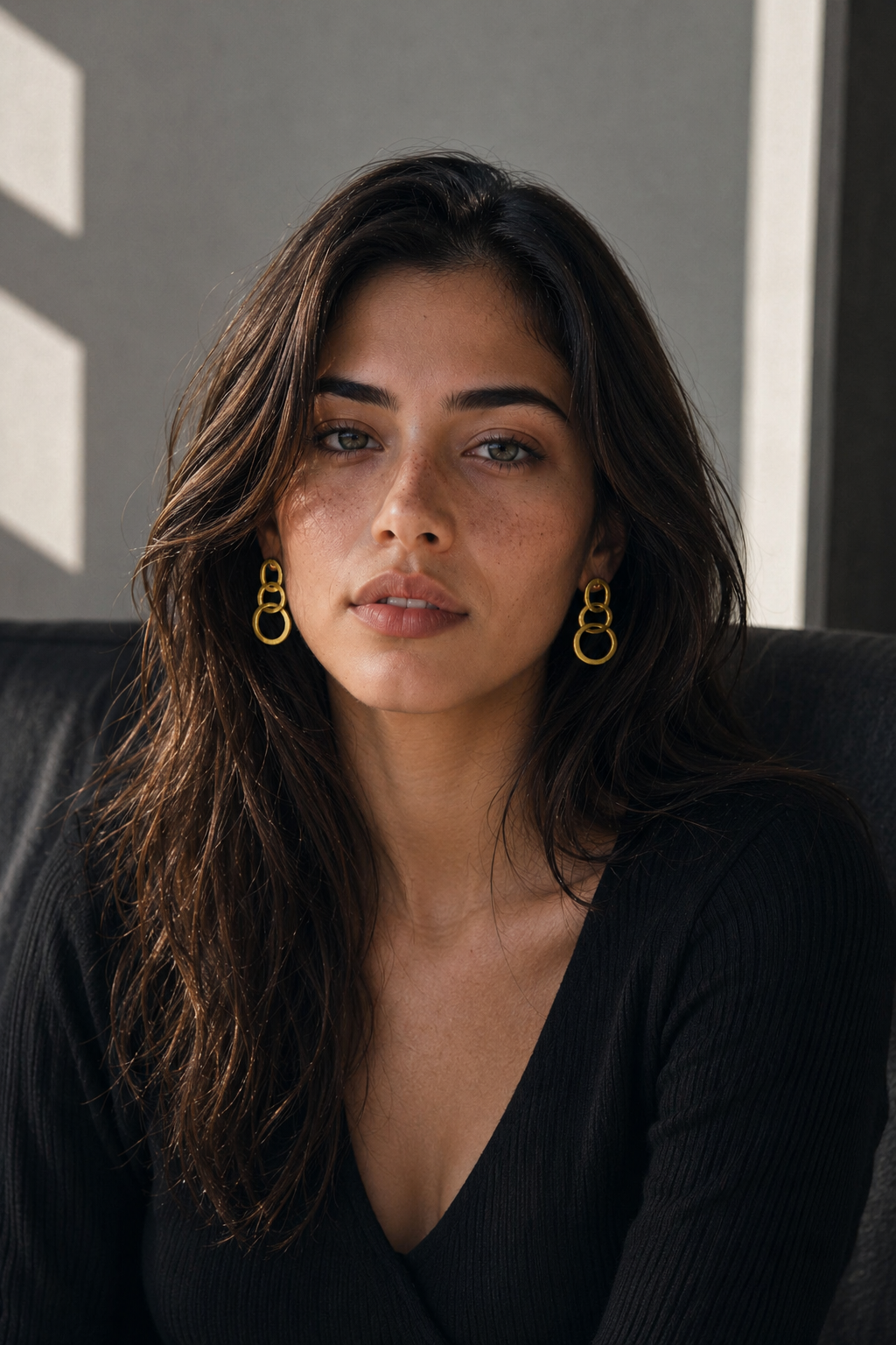 Tri Circle Gold Plated Stud Earring