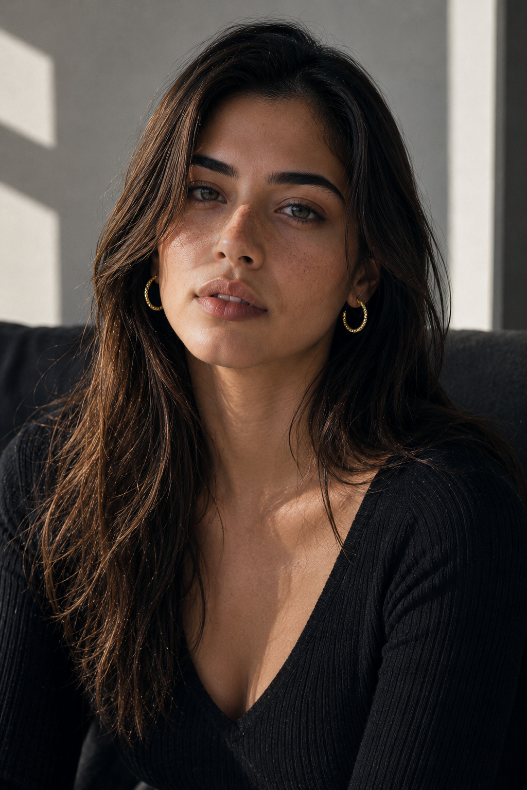 Crescent Gold Hoop Stud Earring