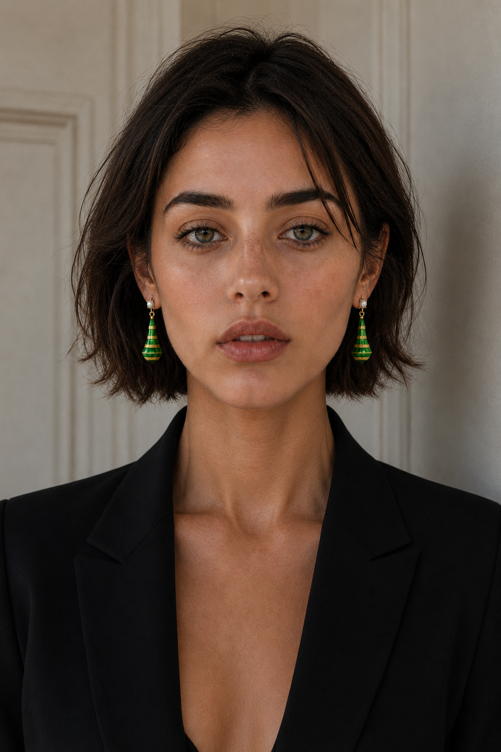 Pear Style Enameled Flash Gold Plated Stud Earring