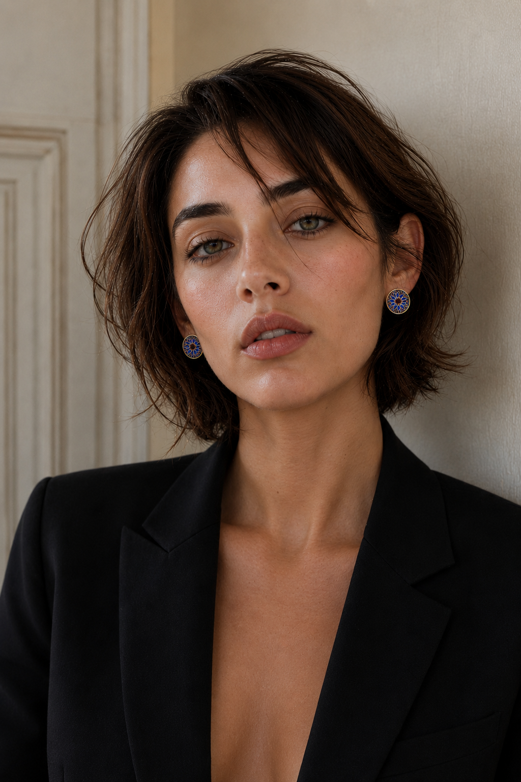 Plique A Jour Enameled Flash Gold Plated Earring