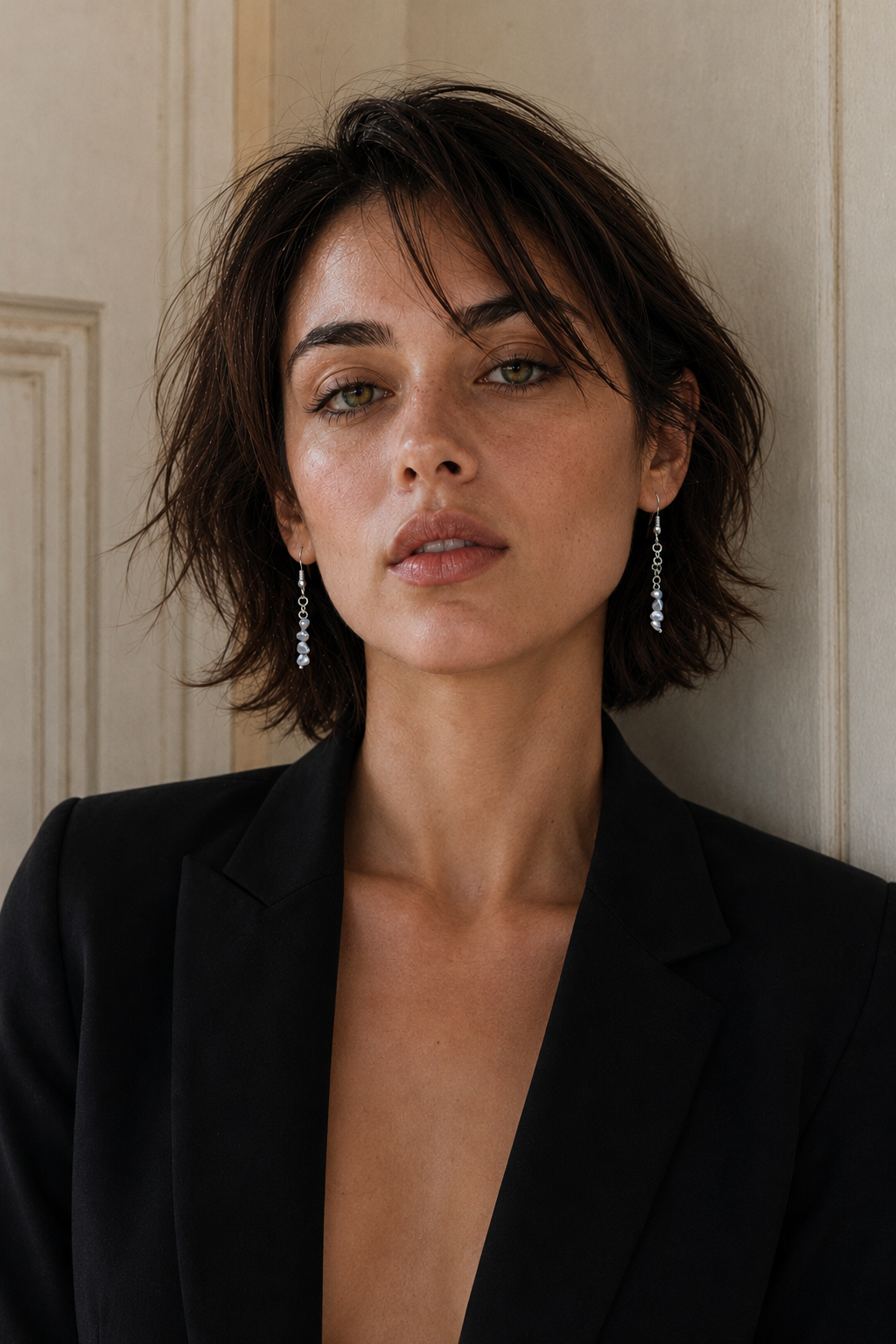 Natural Mabe Pearl Dangler Silver Plated Hook Earring