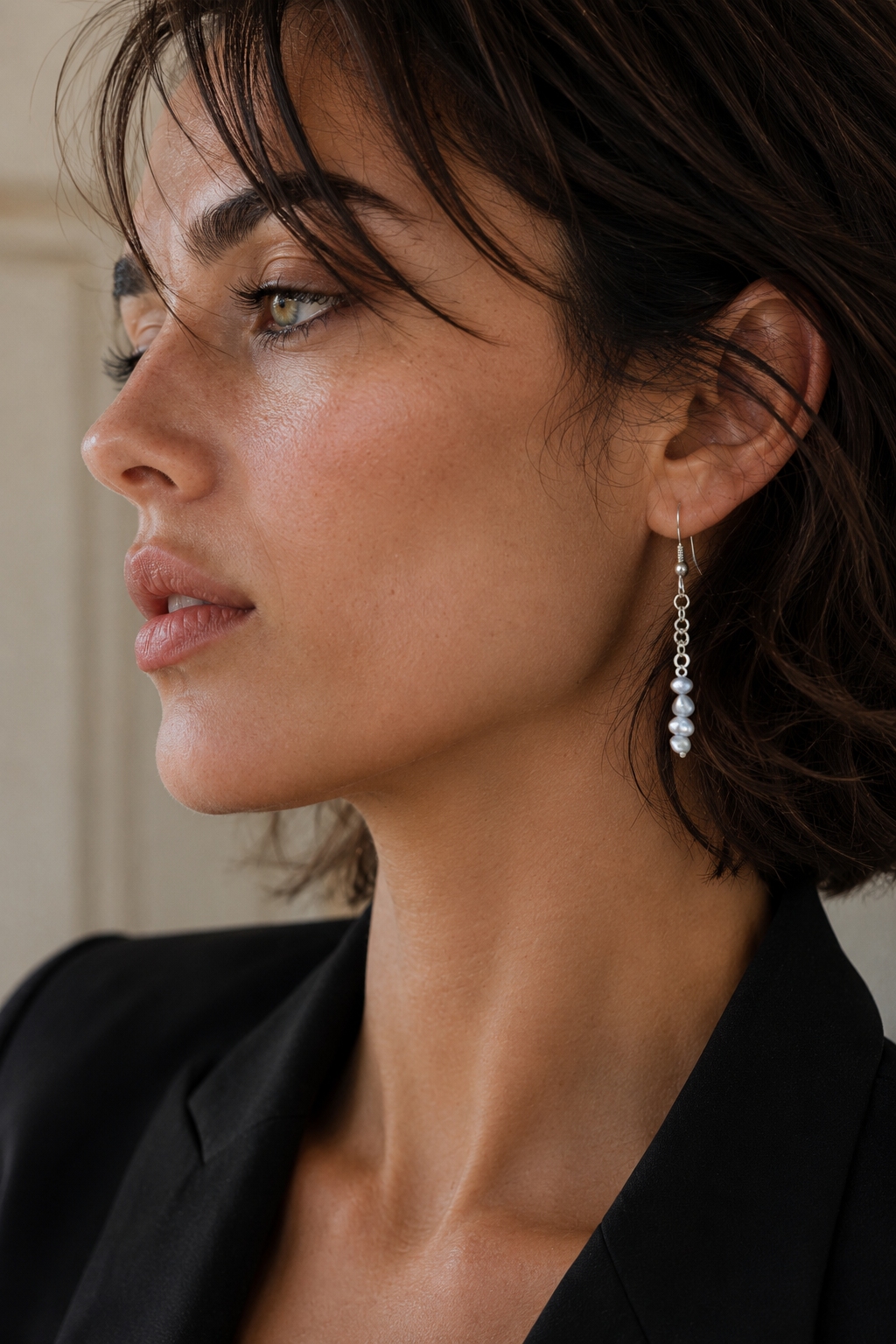 Natural Mabe Pearl Dangler Silver Plated Hook Earring