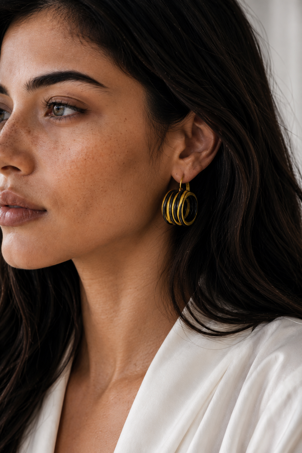Swirl Wire Brass Dual Colour Plated Hoop Earring
