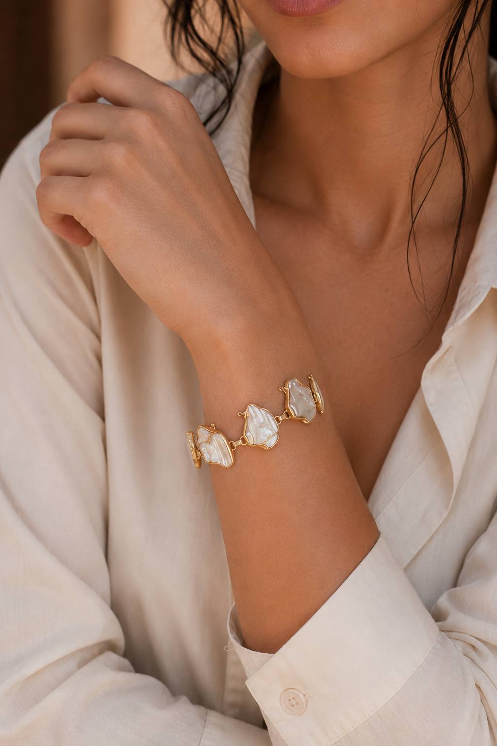 Baroque Pearl Rough Gemstone Bracelet