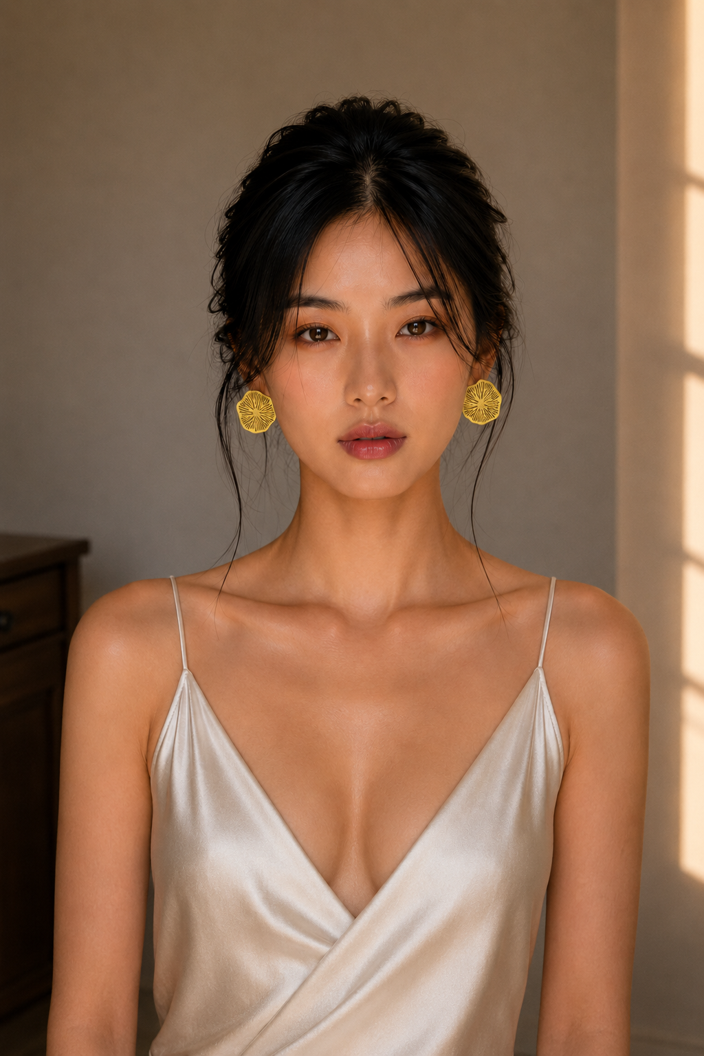 Lotus Leaf Gold Plated Stud Earring
