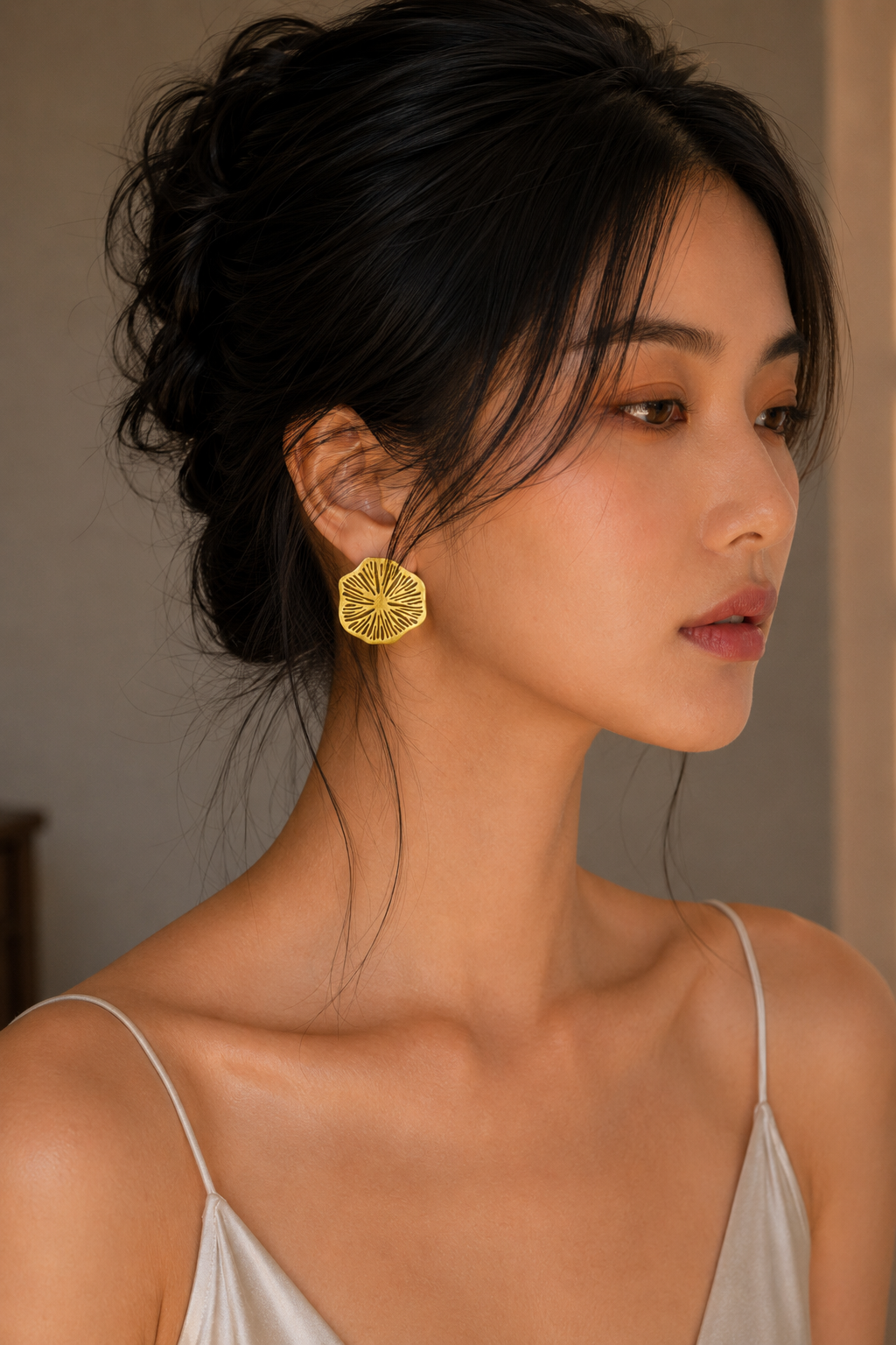 Lotus Leaf Gold Plated Stud Earring