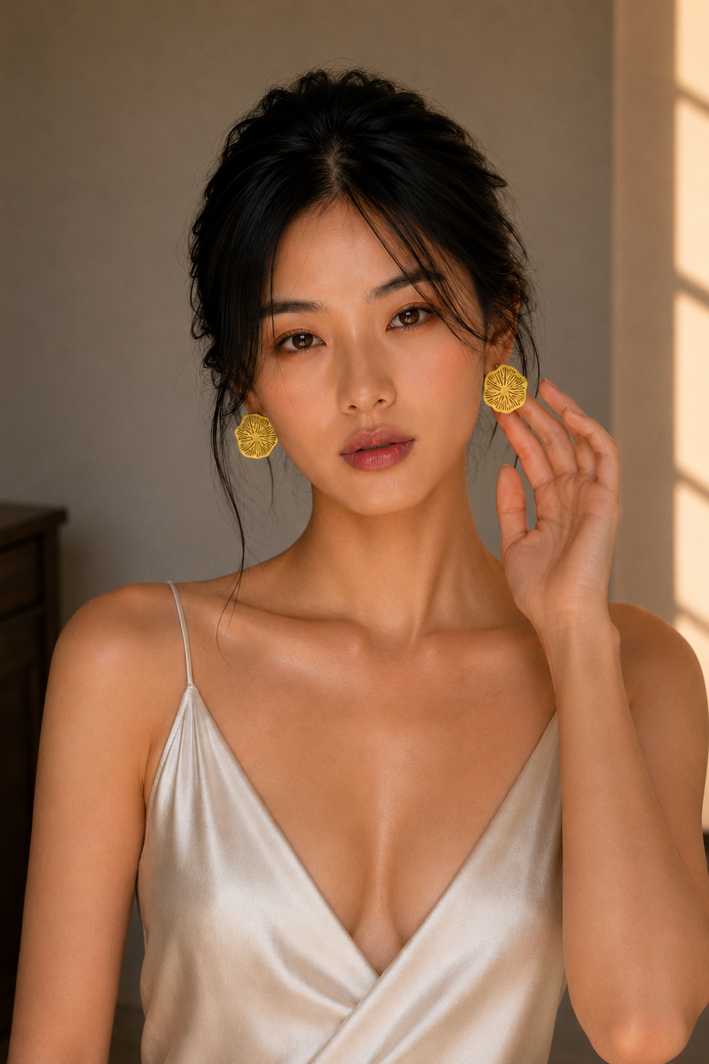 Lotus Leaf Gold Plated Stud Earring