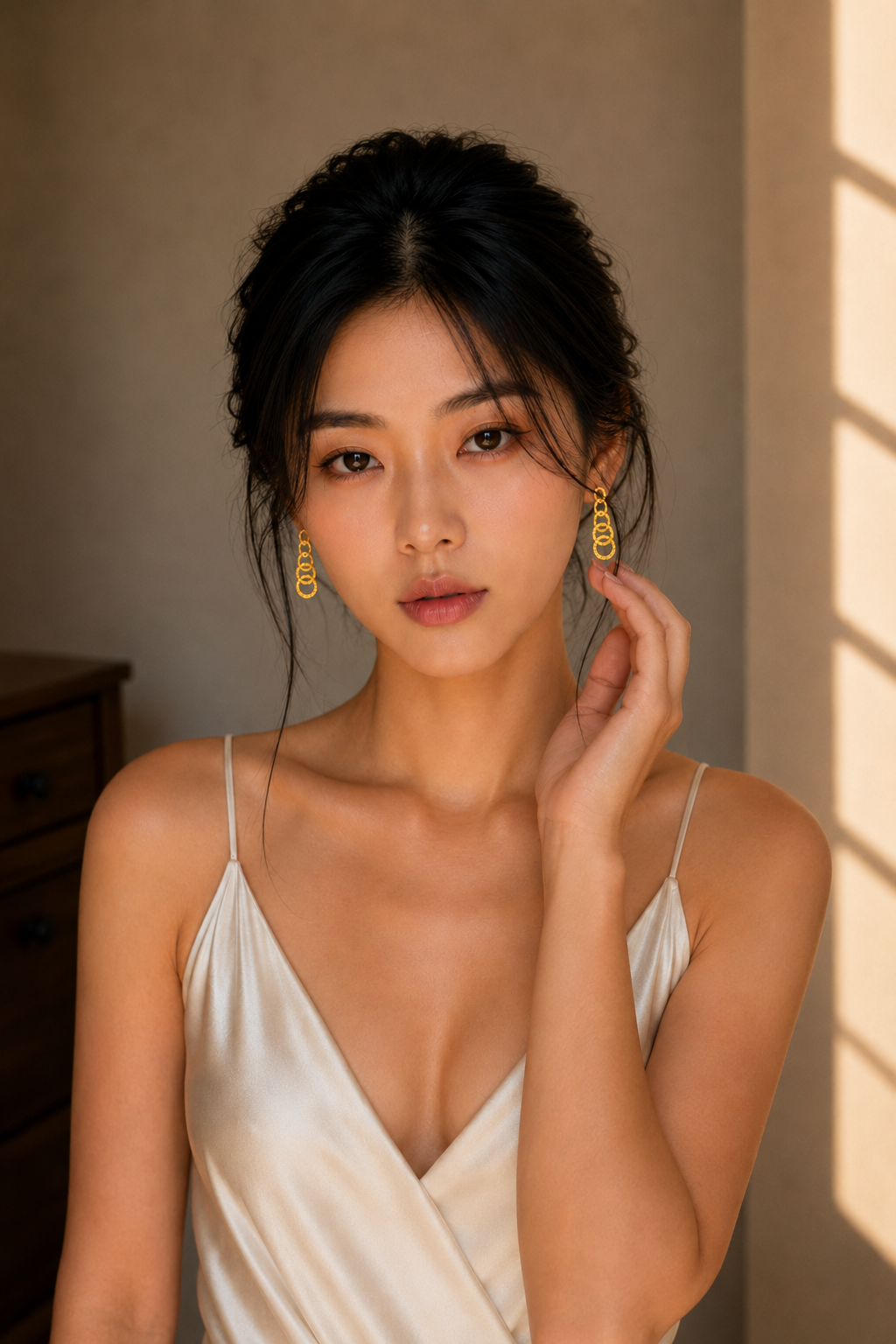 Hammered Gold Plated Round Stud Earring