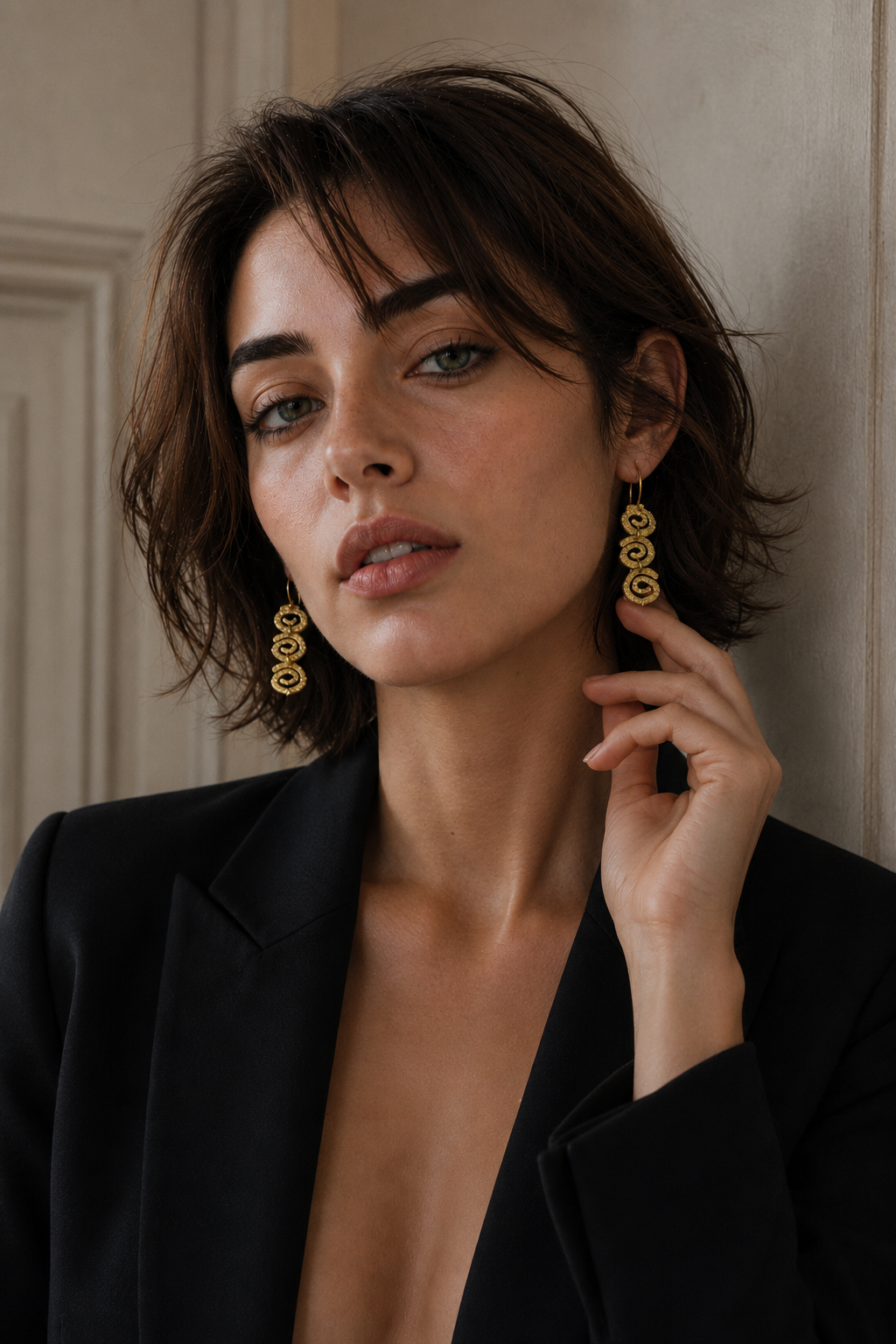 Uneven Swirl "Jalebi" Flash Gold Plated Dangle Earrings