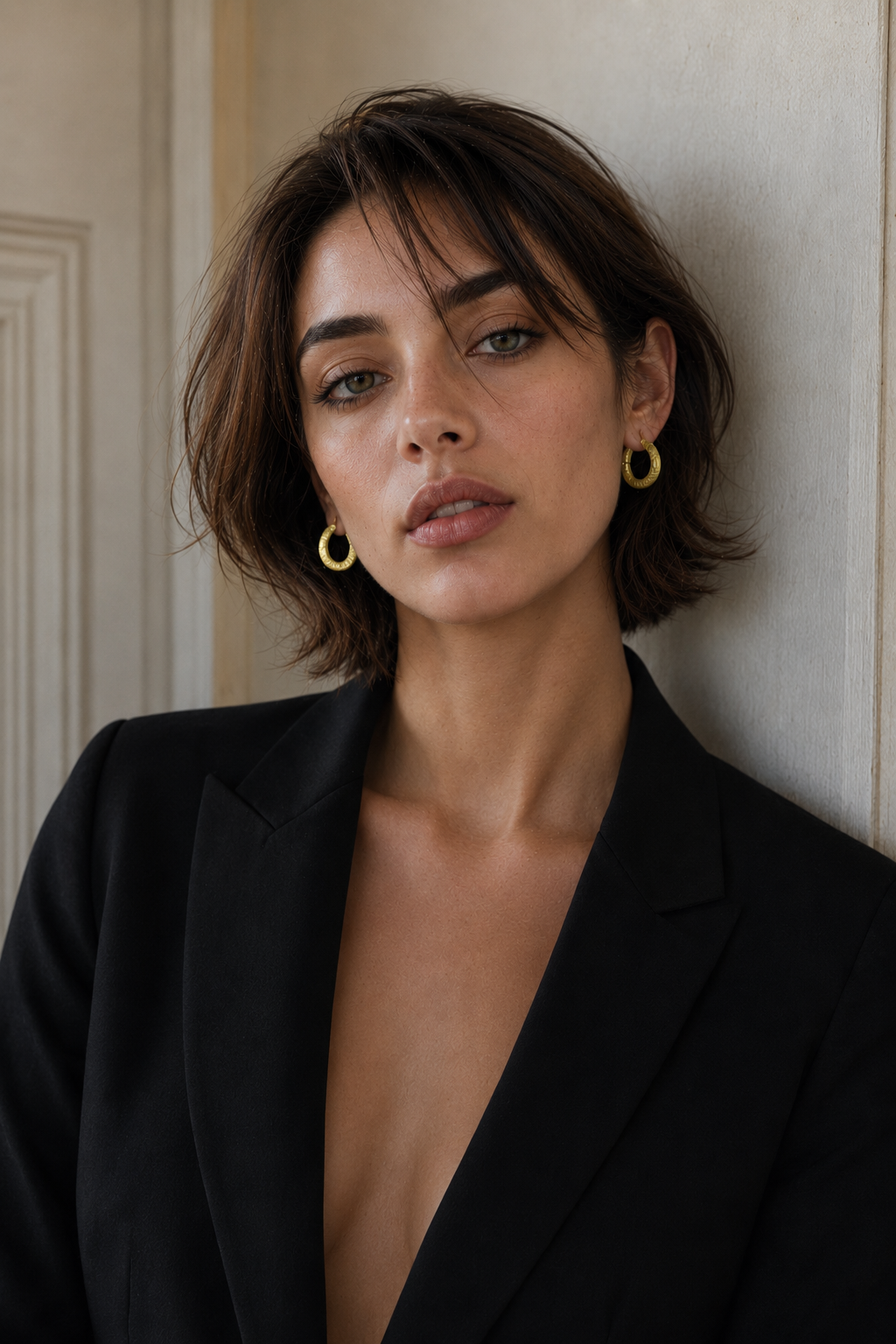 Hand Hammered Textured Hoop Flash Gold Plated Stud Earring
