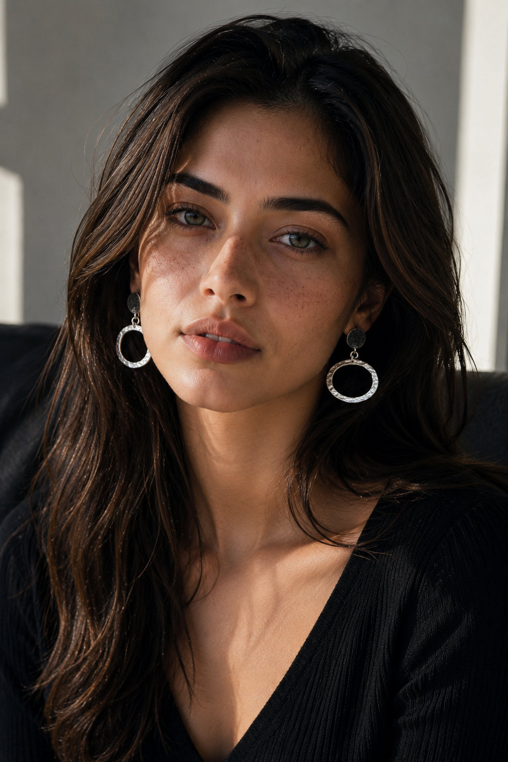 Silver Hoop Stud Earring