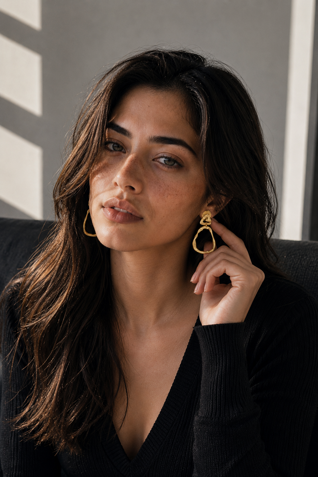 Uneven long hoop Earring
