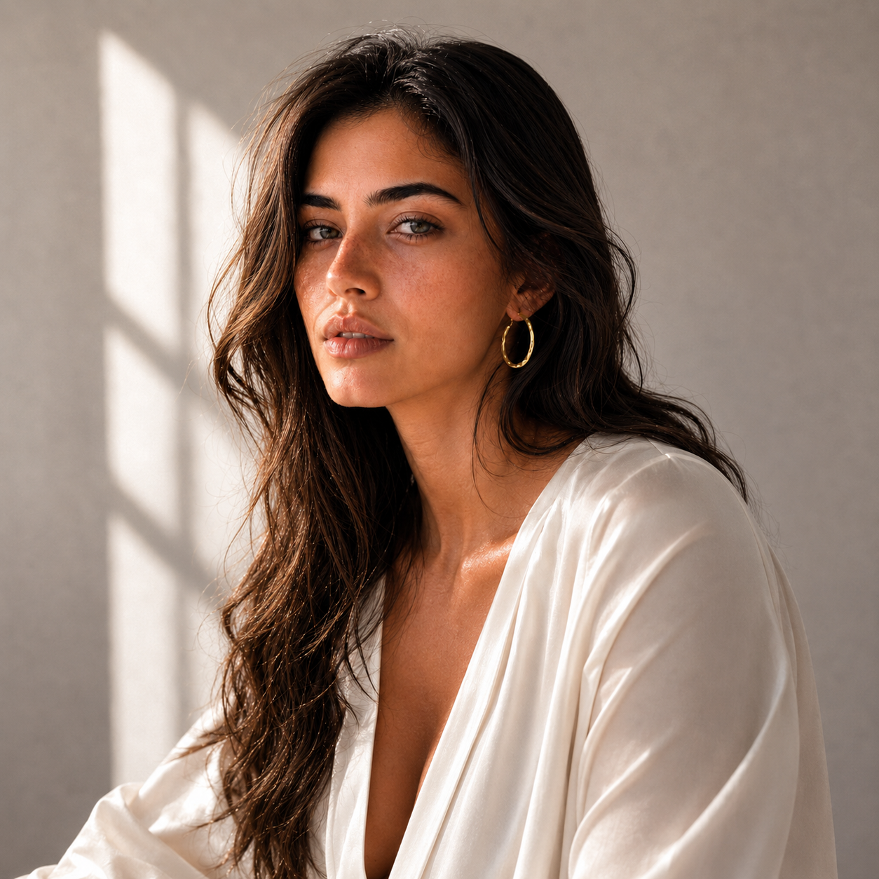 Uneven Textured Big Hoop Flash Gold Plated Stud Earring