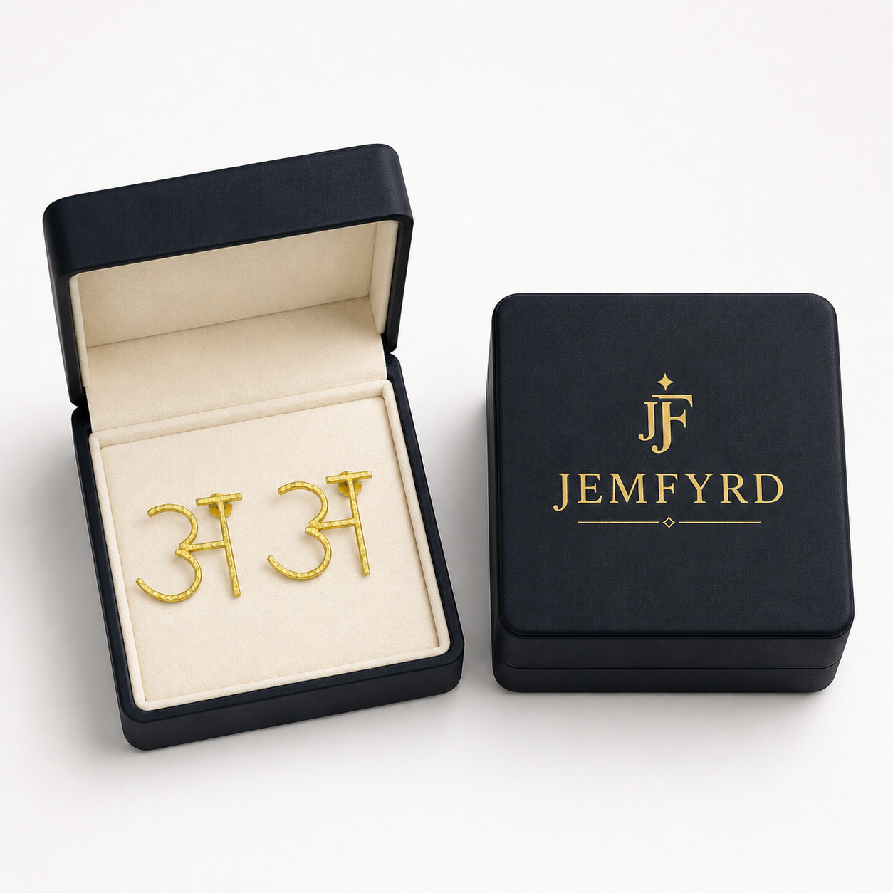 Alphabet "अ" Hand Beaten Brass Earrings