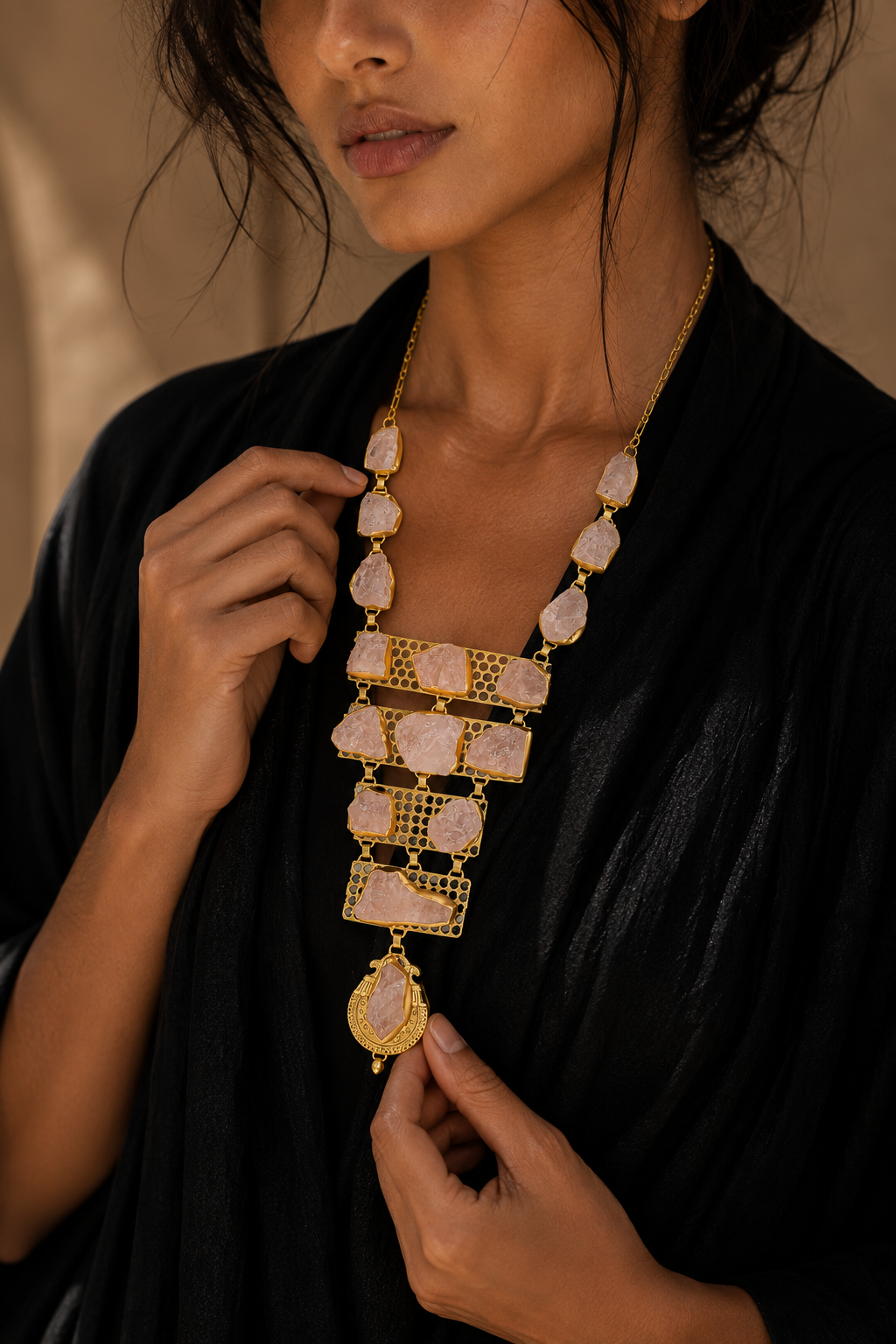 Rose Quartz Rough Gemstone Necklace