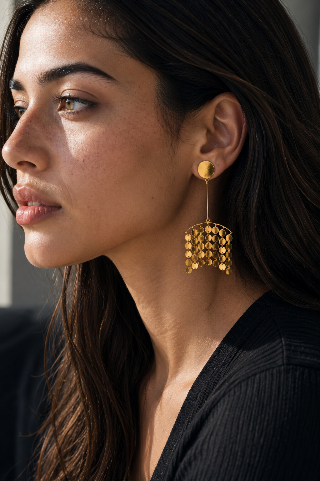 Brass Flash Gold Plating Hanger Stud Earring