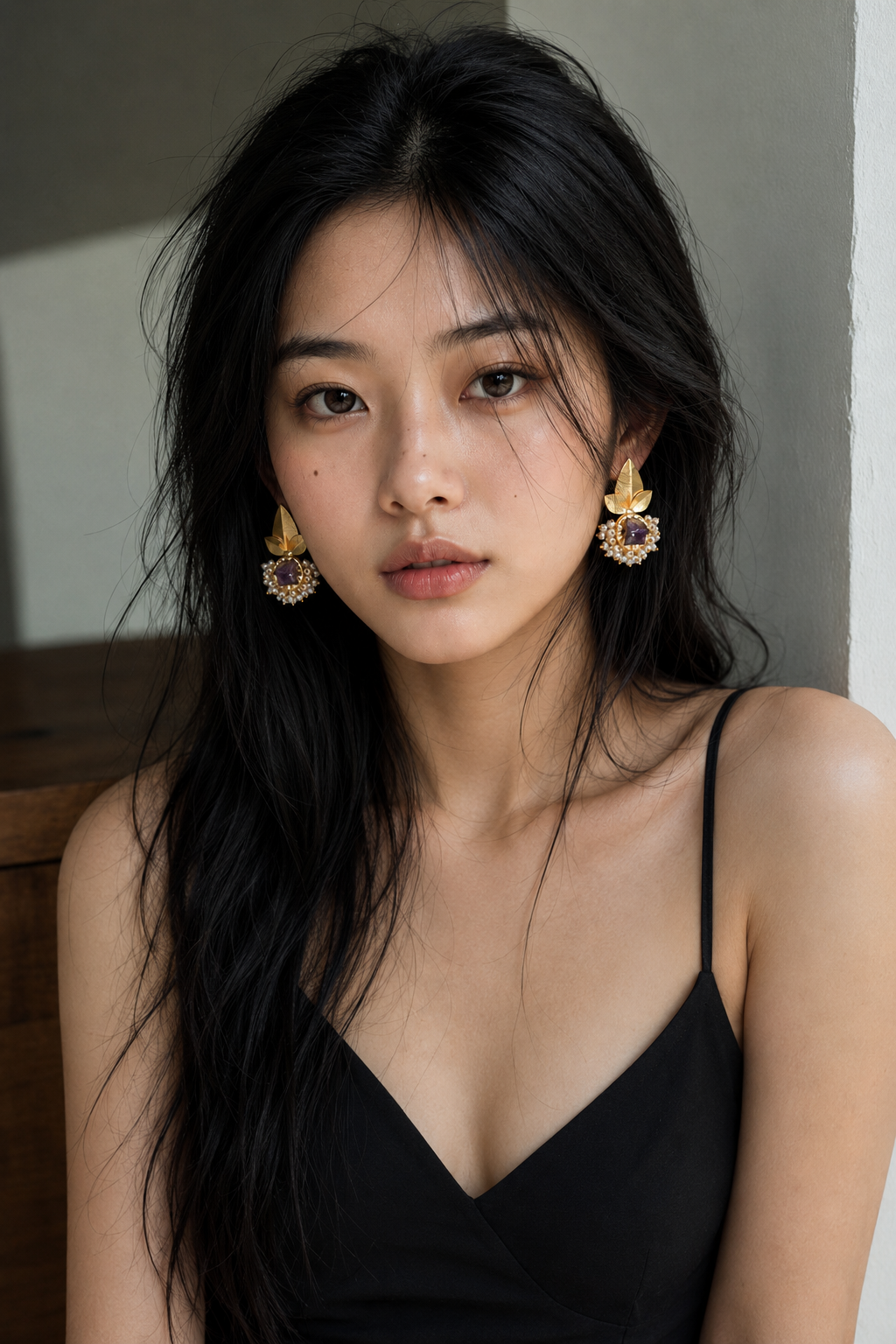 Pearls Brass Flash Gold Plating Floral Stud Earring