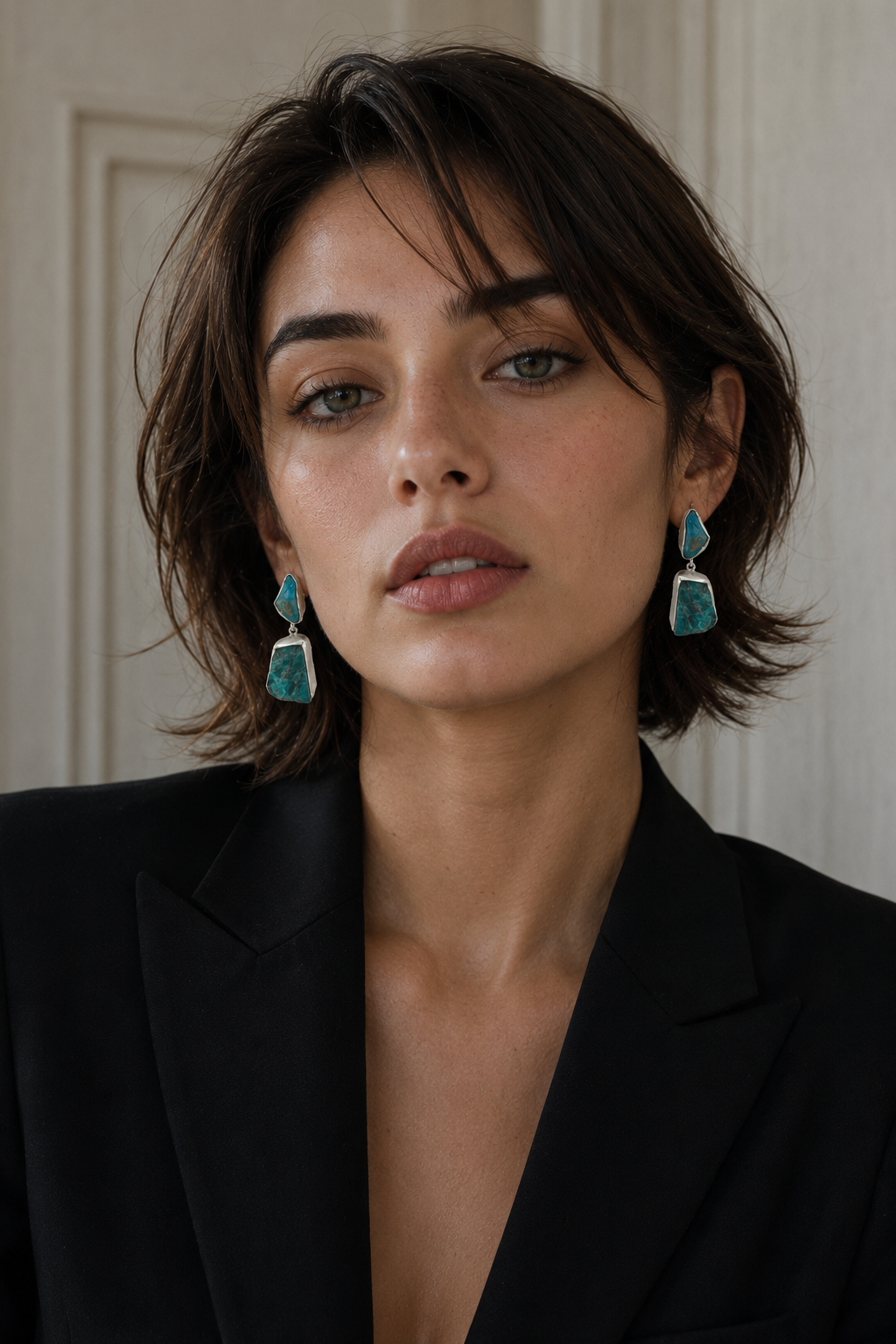 Apatite Rough Gemstone Stud Earring