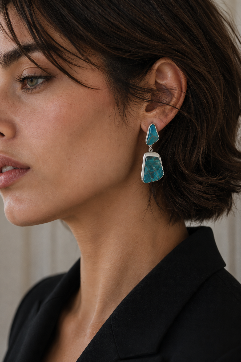 Apatite Rough Gemstone Stud Earring