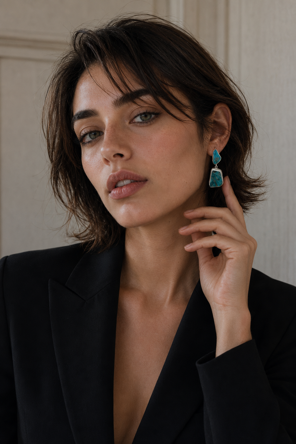Apatite Rough Gemstone Stud Earring