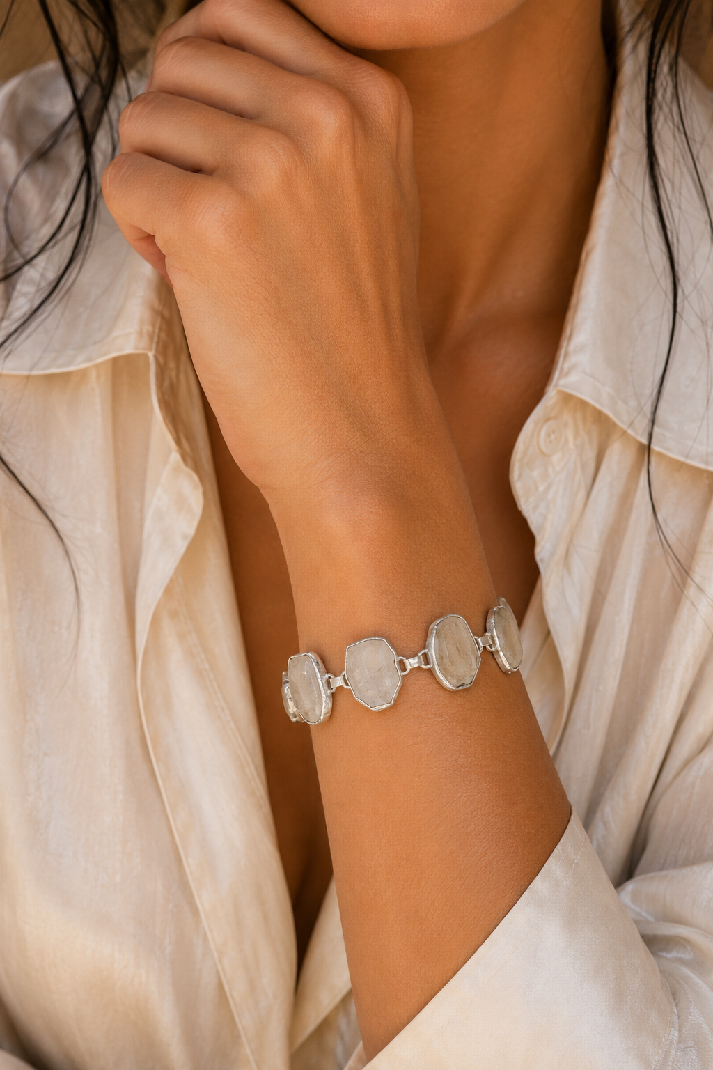 Crystal Quartz Rough Gemstone Bracelet