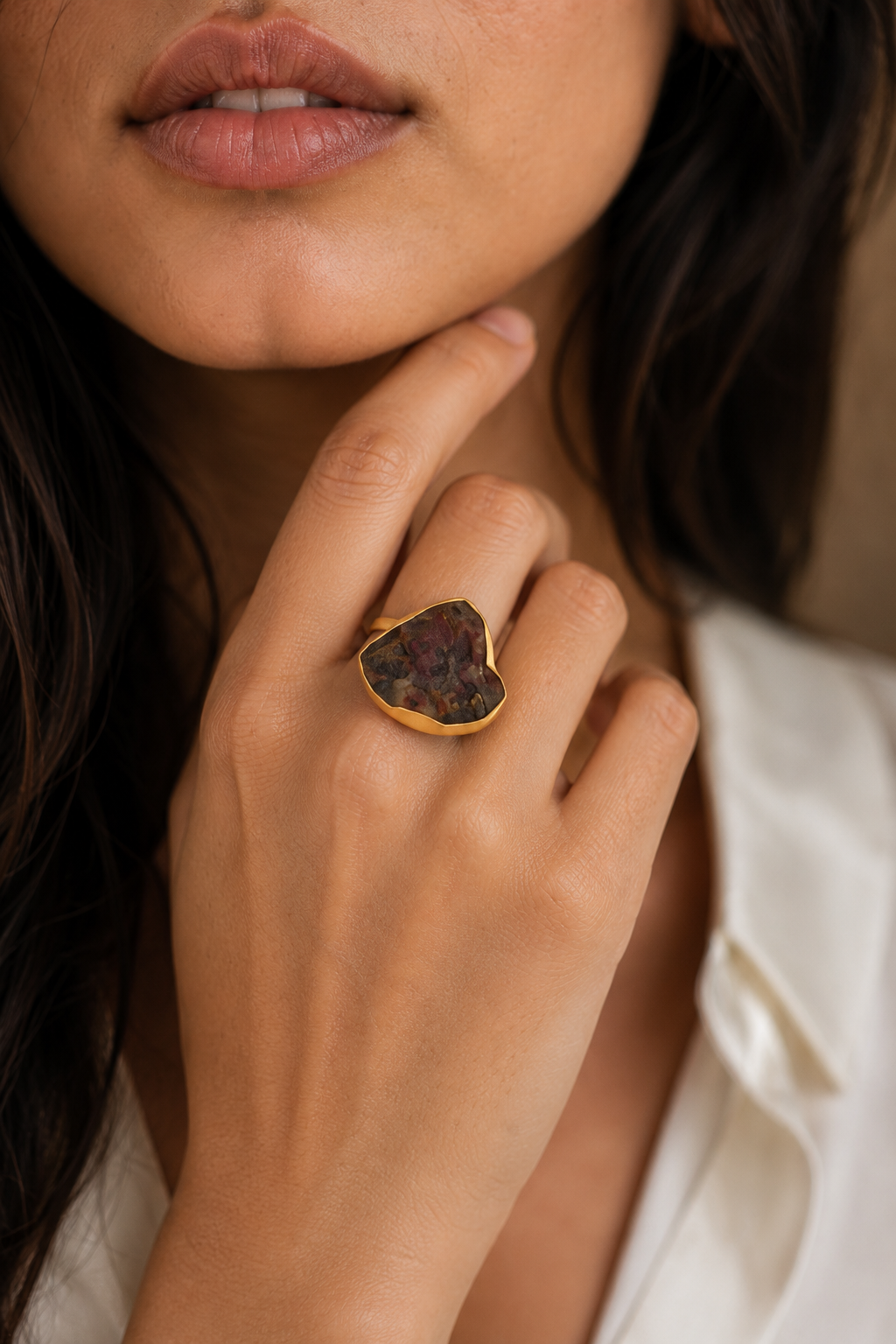 Amethystt Rough Gemstone Ring