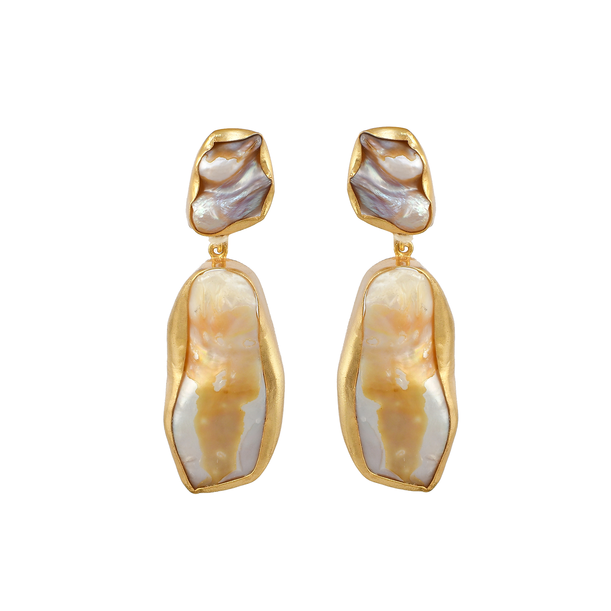 Baroque Pearl Rough Gemstone Stud Earring
