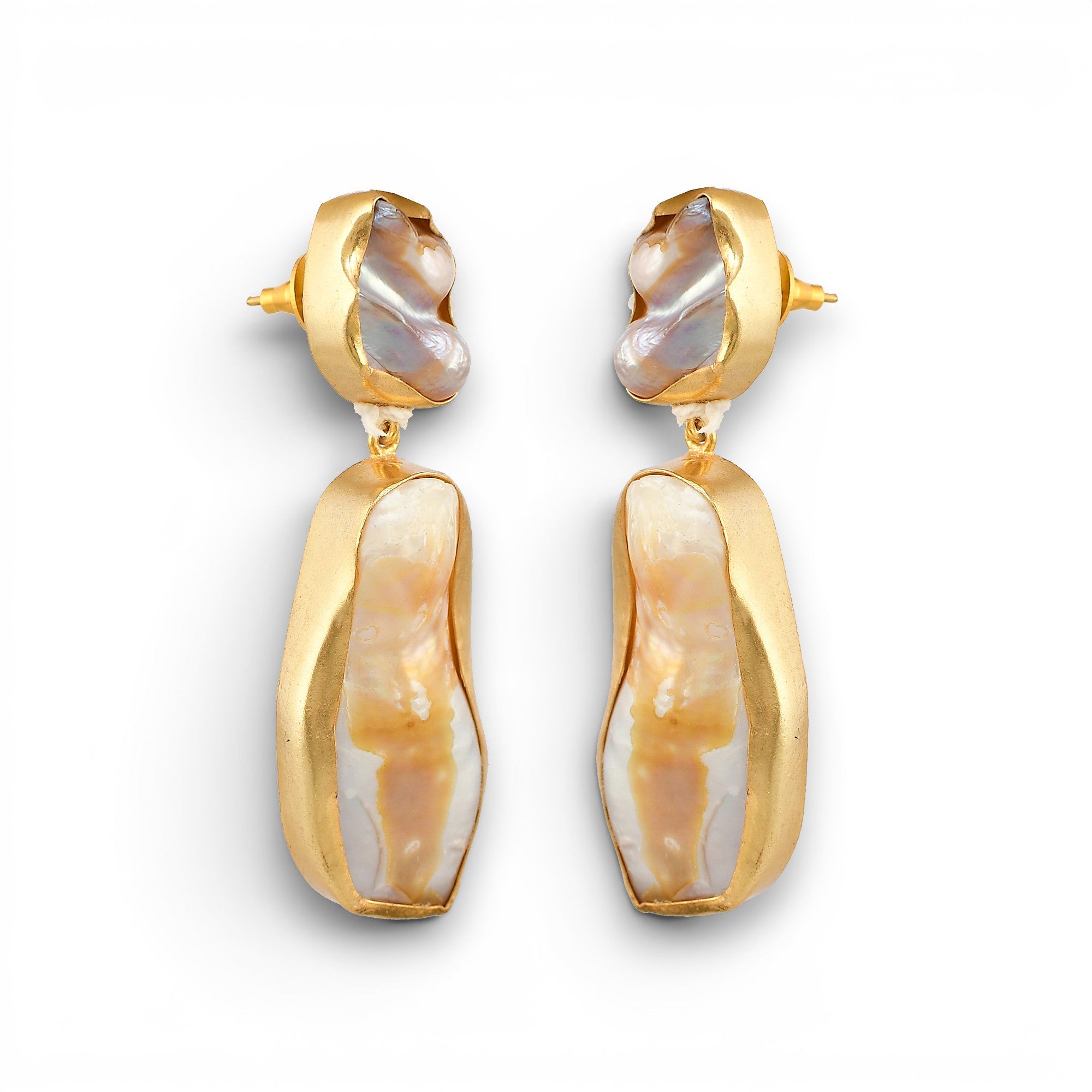 Baroque Pearl Rough Gemstone Stud Earring