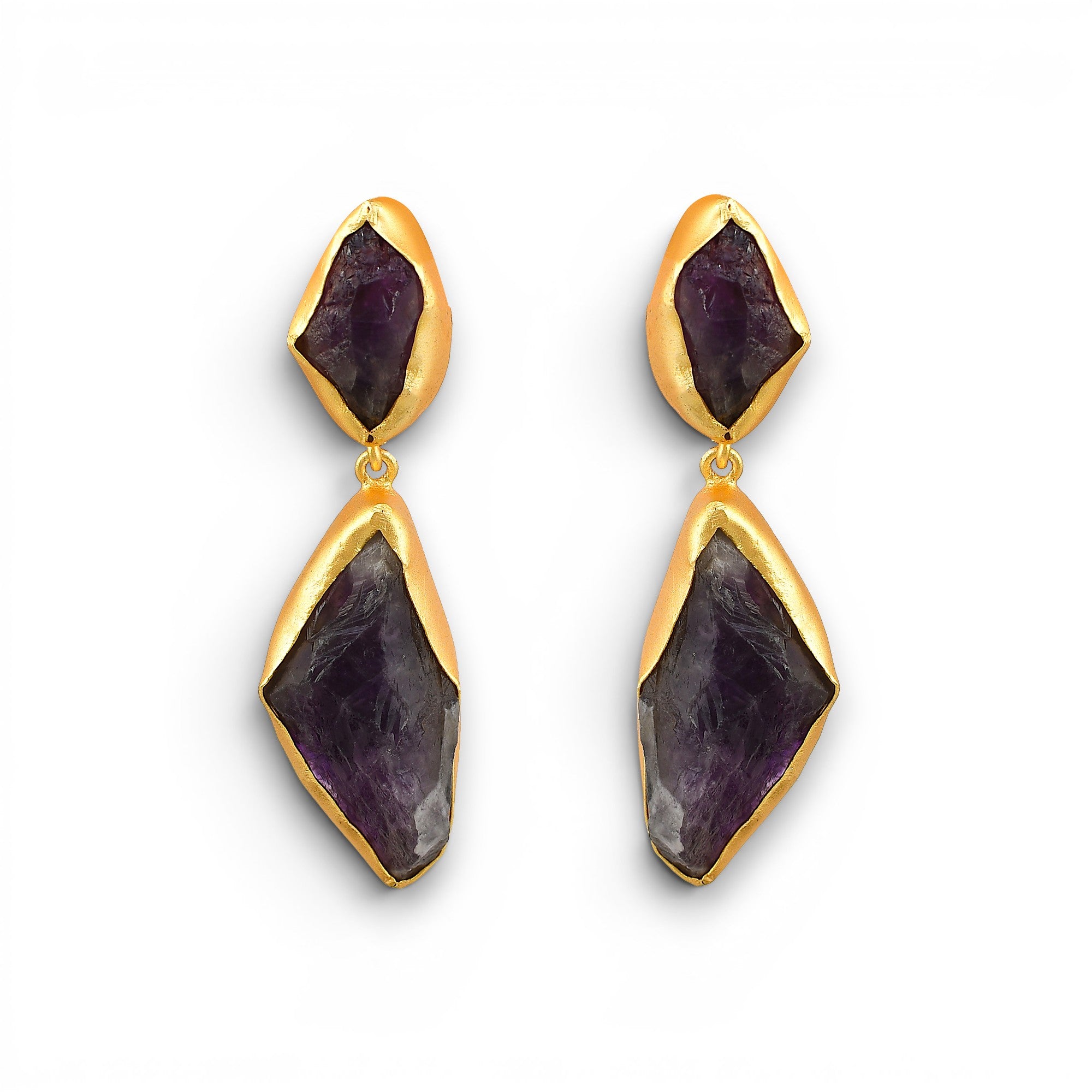 Amethystt Rough Gemstone Stud Earring