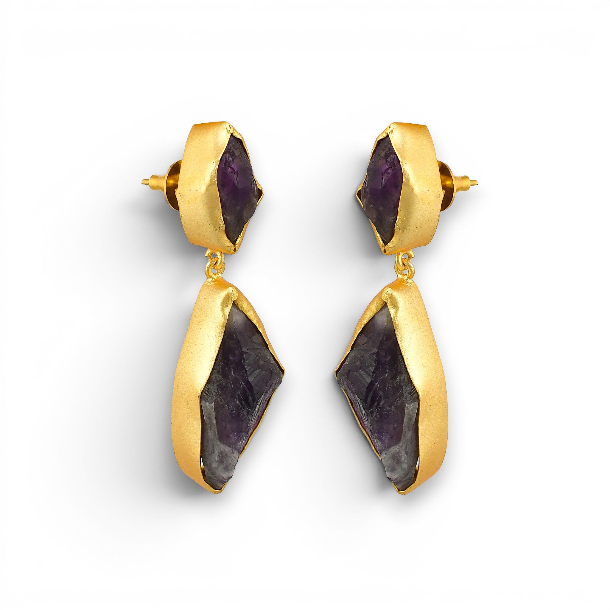 Amethystt Rough Gemstone Stud Earring