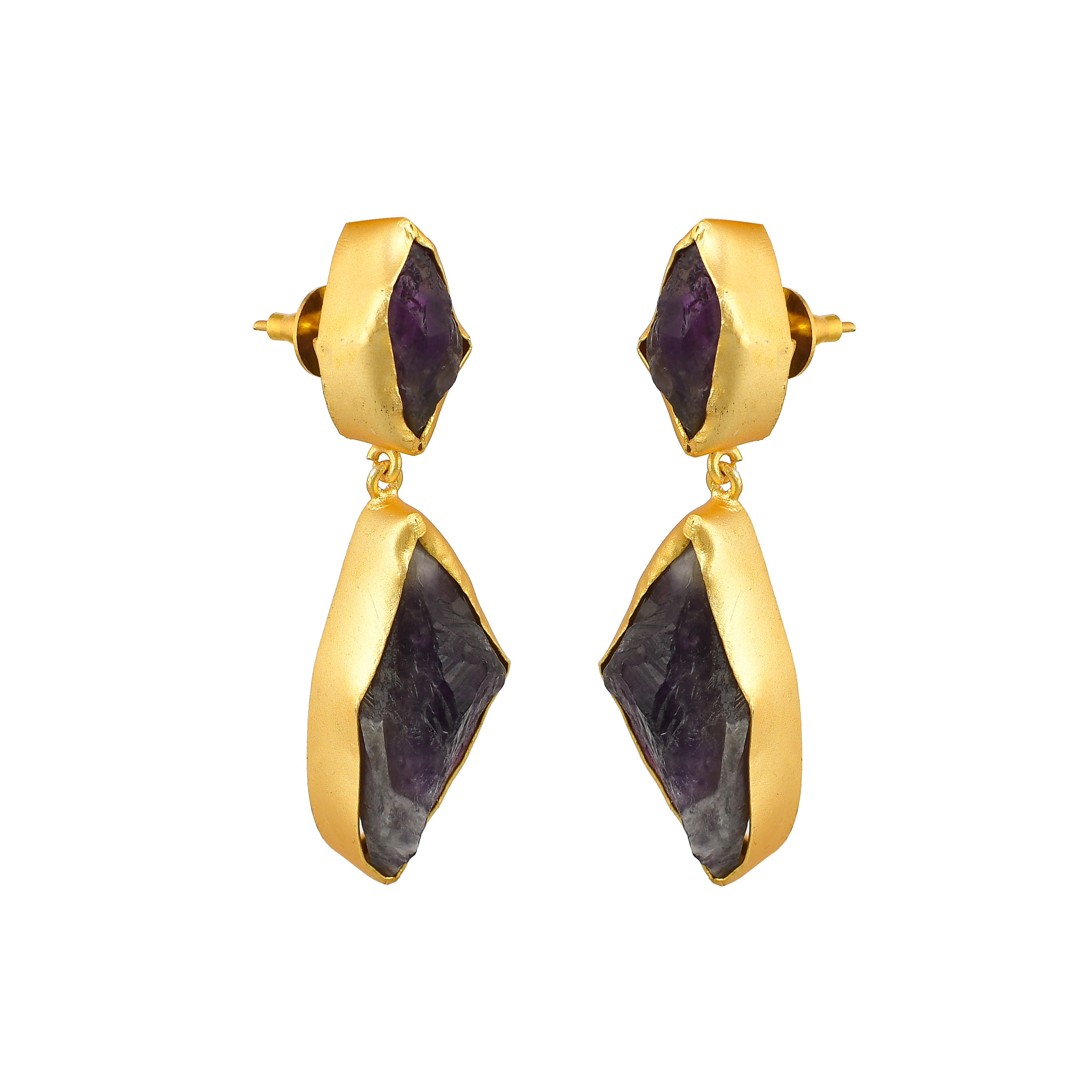 Amethyst Rough Gemstone Stud Earring