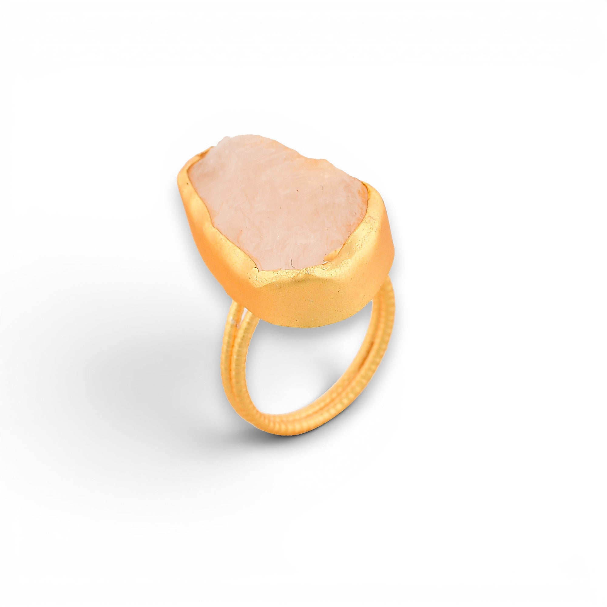 Rose Quartz Rough Gemstone Ring