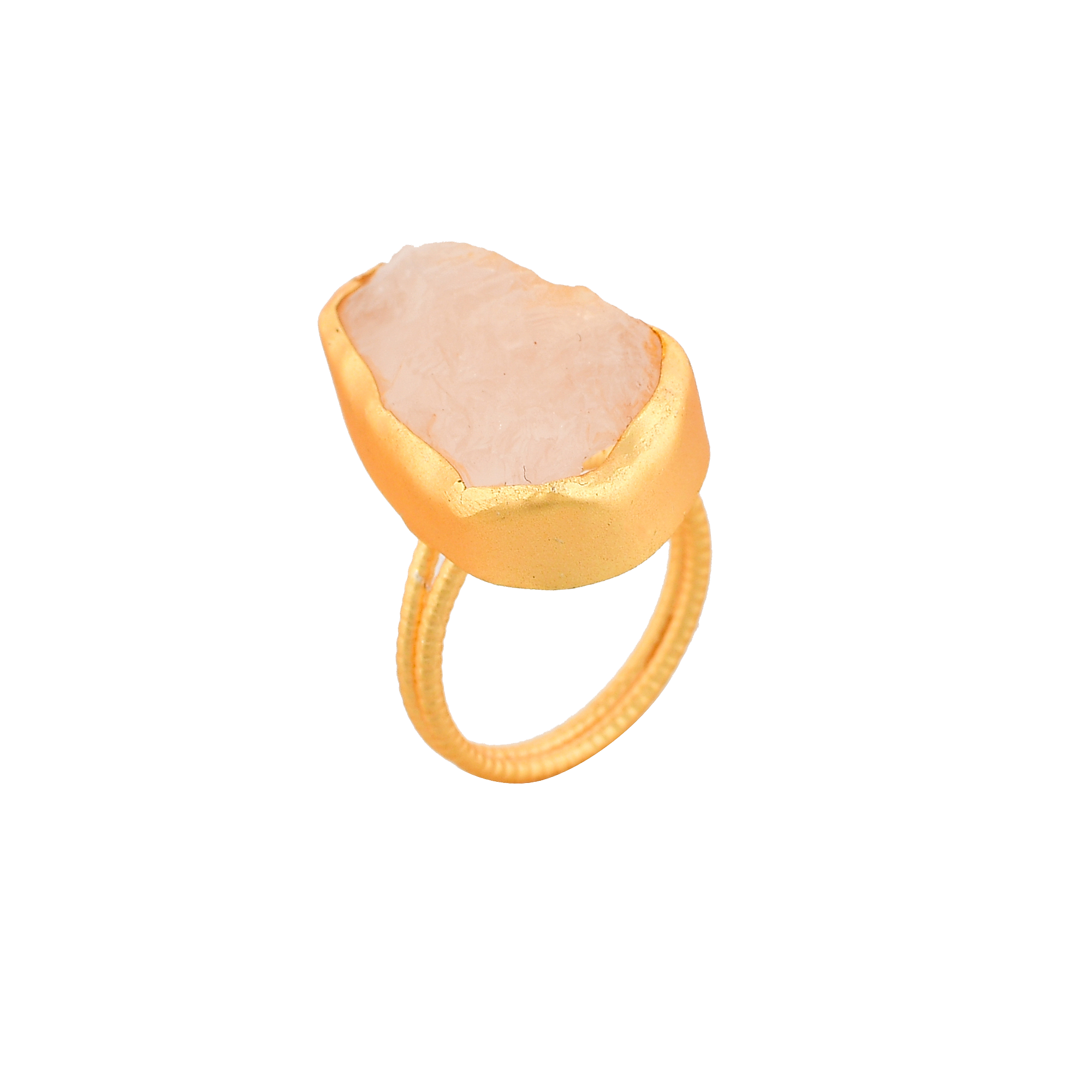 Rose Quartz Rough Gemstone Ring