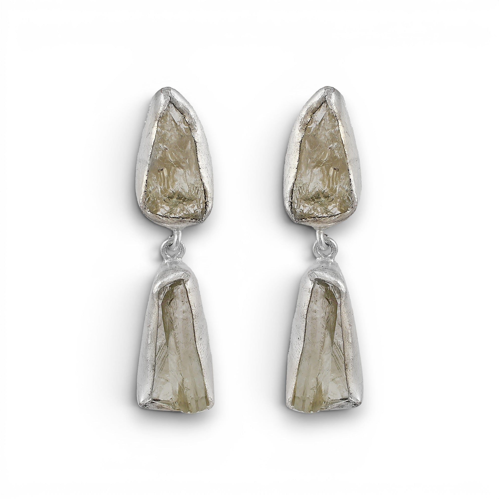 Crystal Quartz Rough Gemstone Stud Earring