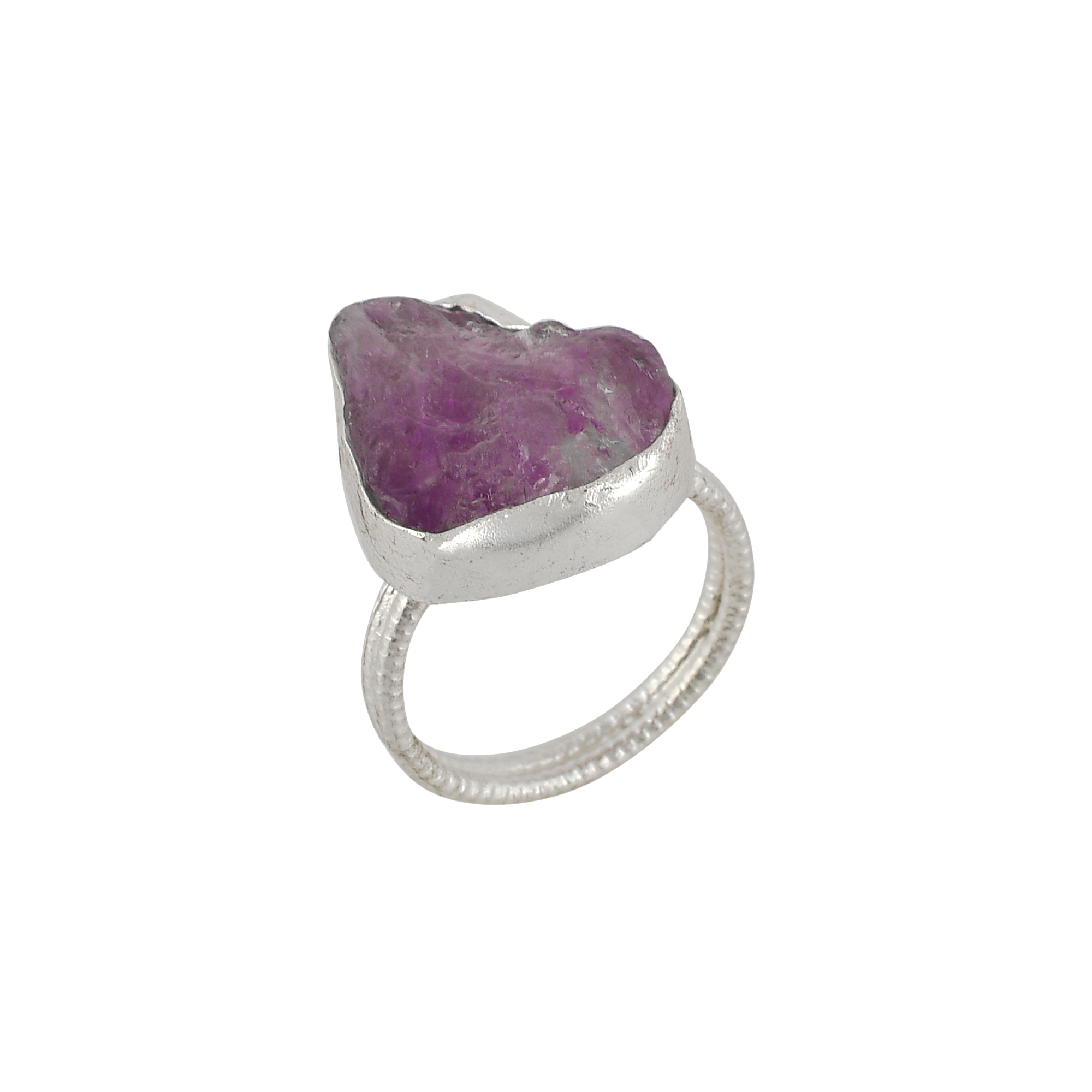 Amethyst Rough Gemstone Adjustable Ring