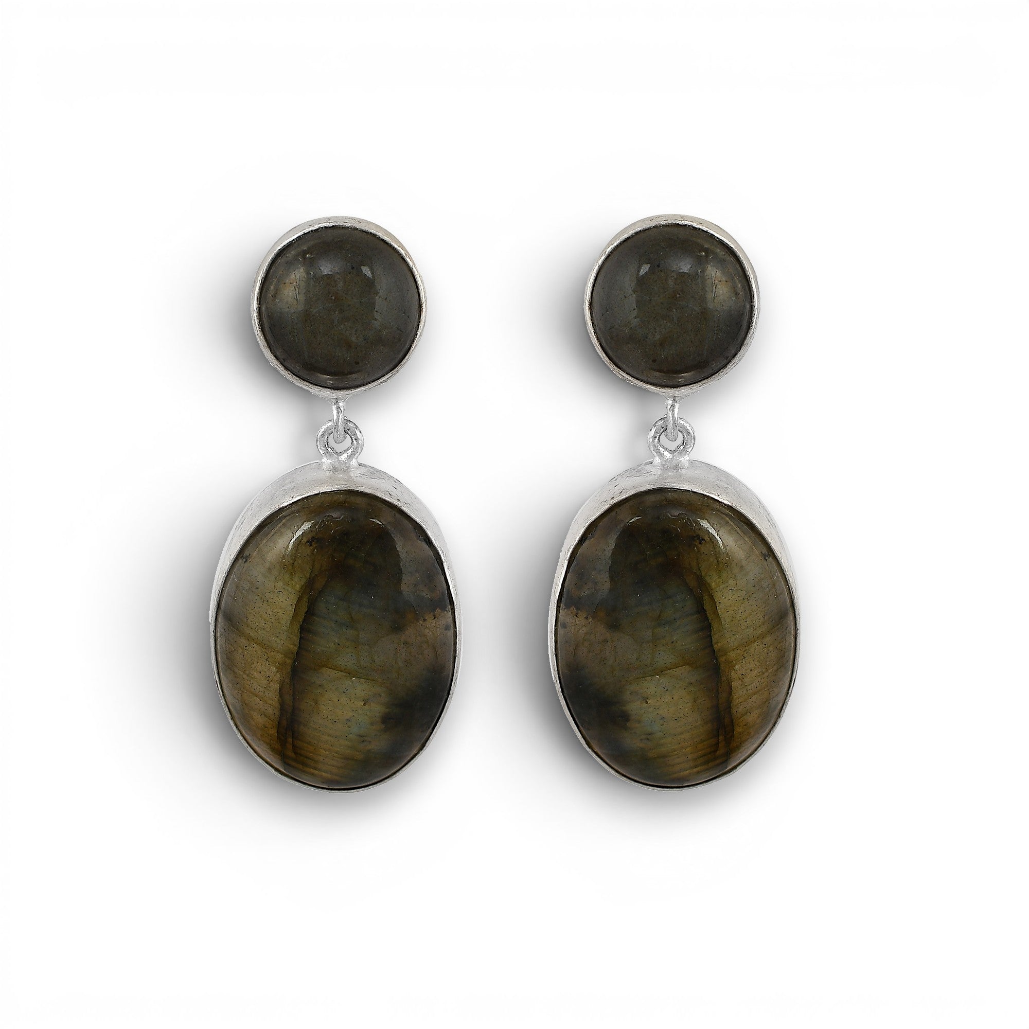 Labradorite Rough Gemstone Stud Earring
