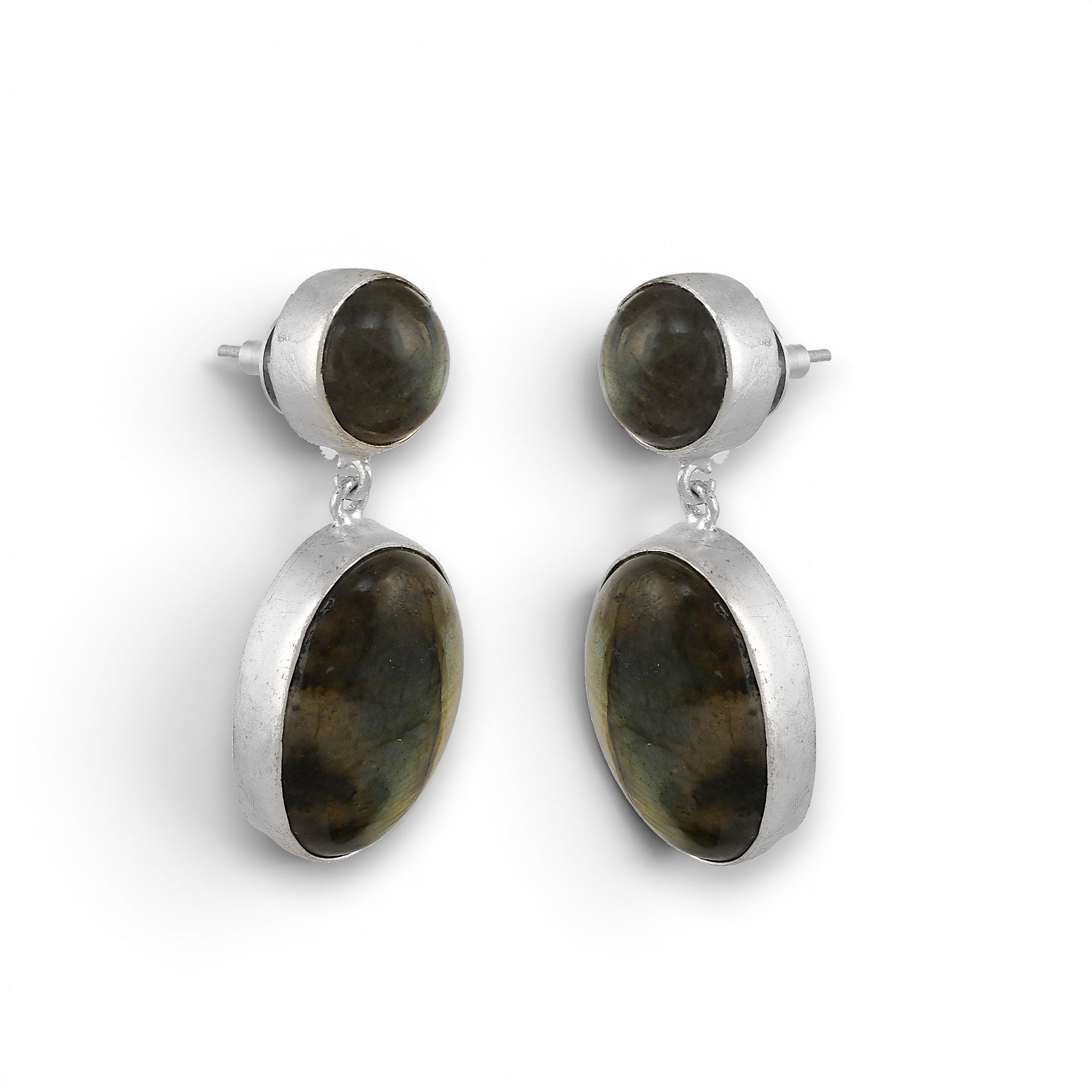 Labradorite Rough Gemstone Stud Earring