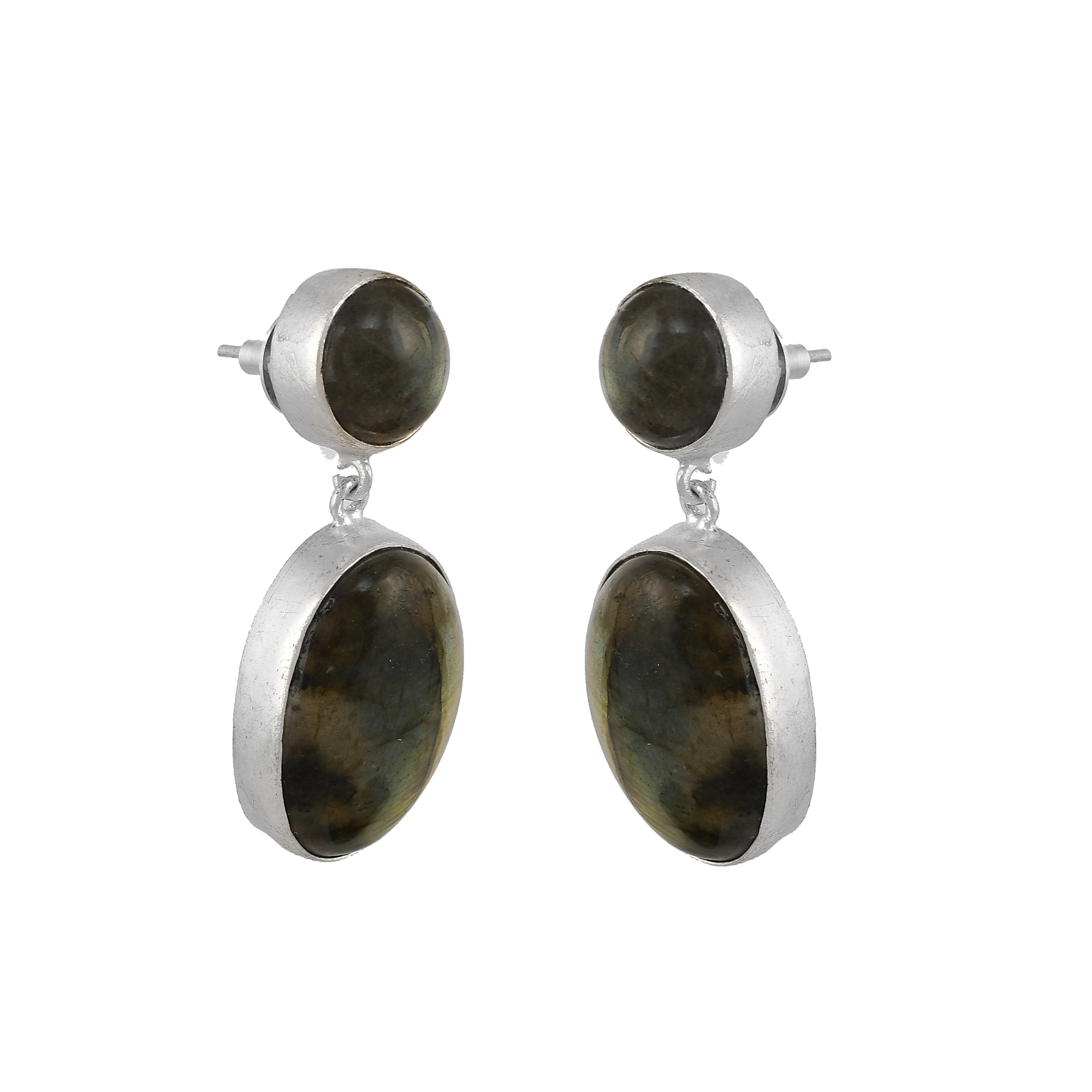 Labradorite Rough Gemstone Stud Earring