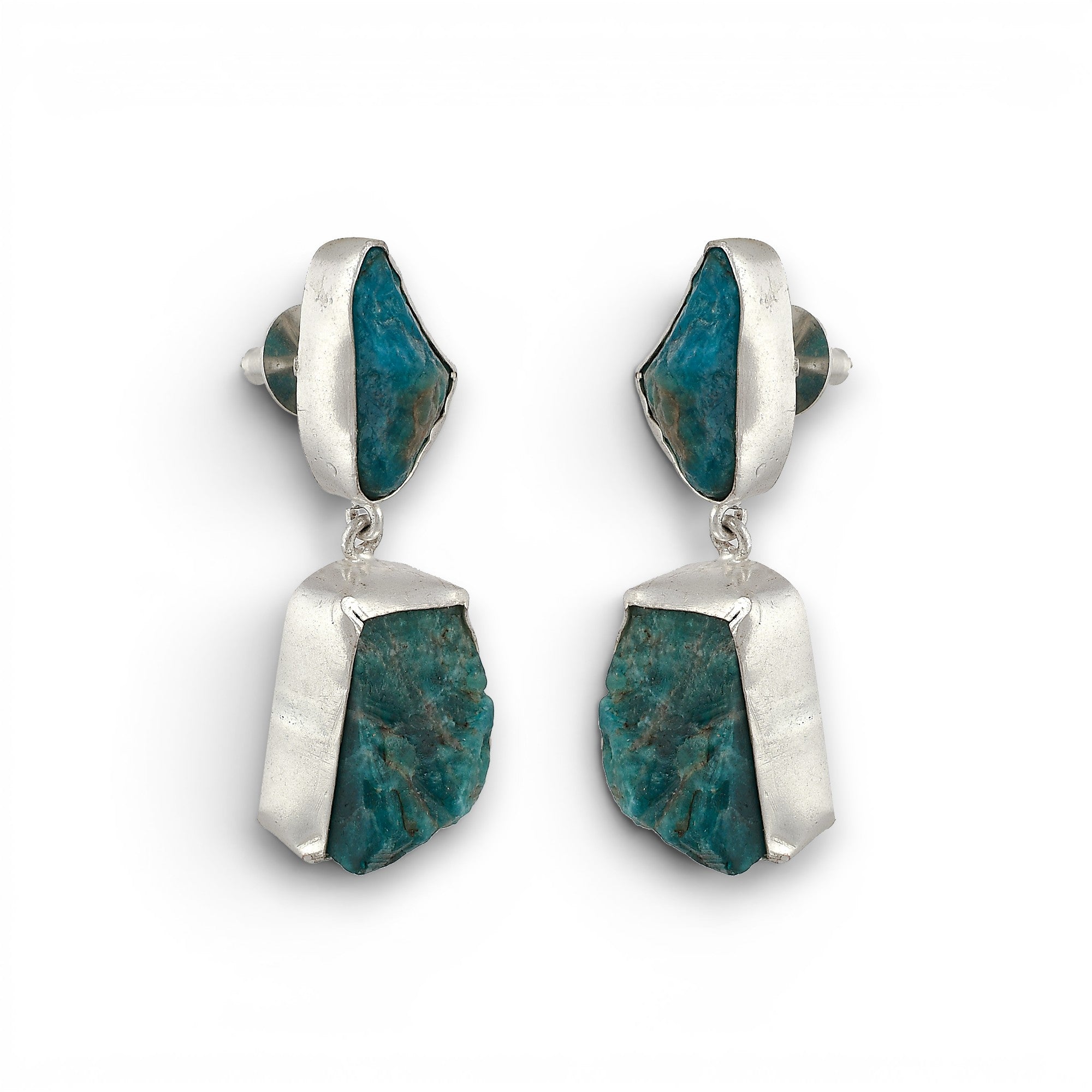 Apatite Rough Gemstone Stud Earring
