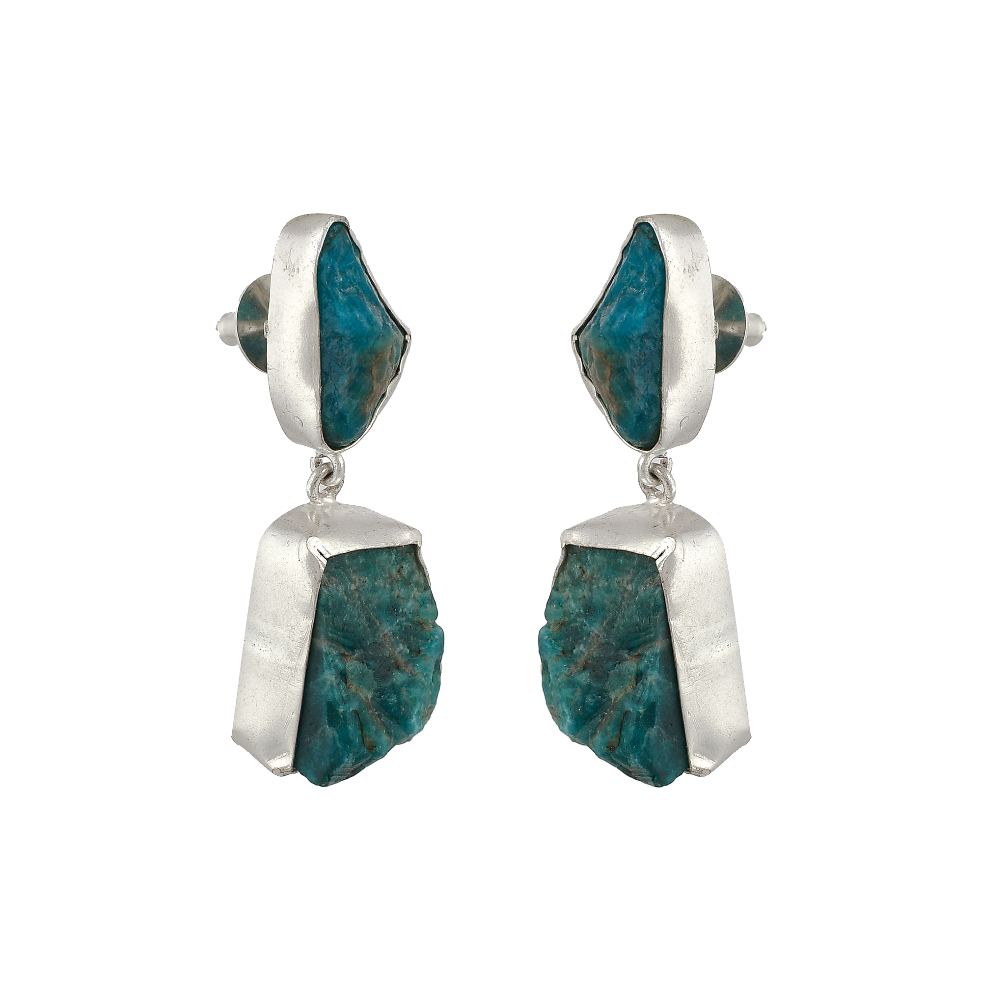 Apatite Rough Gemstone Stud Earring