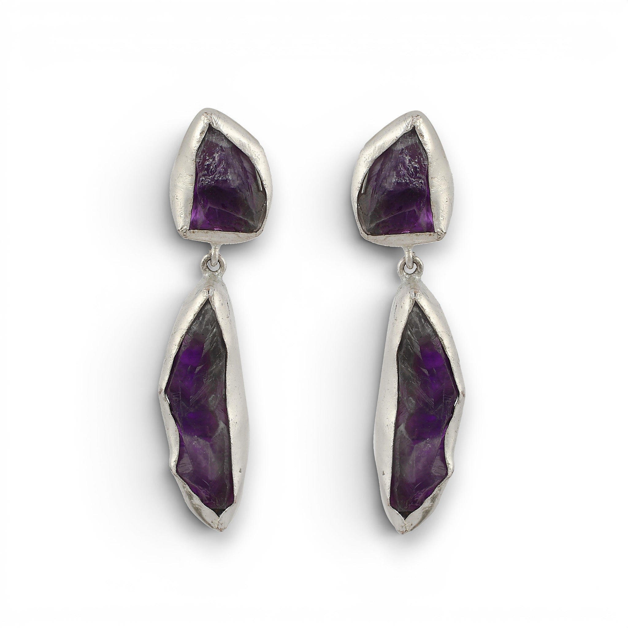 Amethystt Rough Gemstone Stud Earring